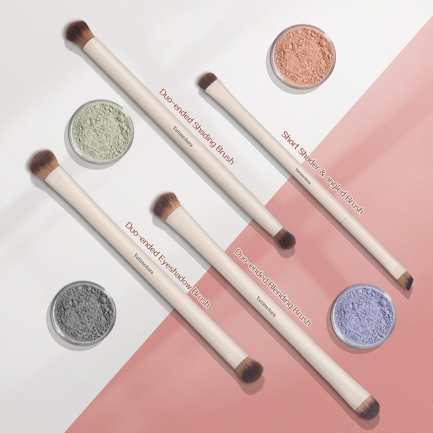 Makeup Brushes, Dual End Makeup Brush Set 7 Pcs, Foundation Contour Powder Concealer Eye Shadows Blush Make Up Brushes, Travel Gift Set, Cruelty-Free - Image 4