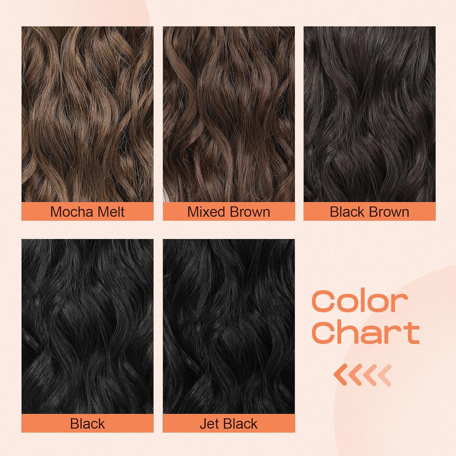 SEIKEA 4PCS 16 Inch Black Wavy Clip-in Half Up Half Down Ponytail Extension Set - Image 7