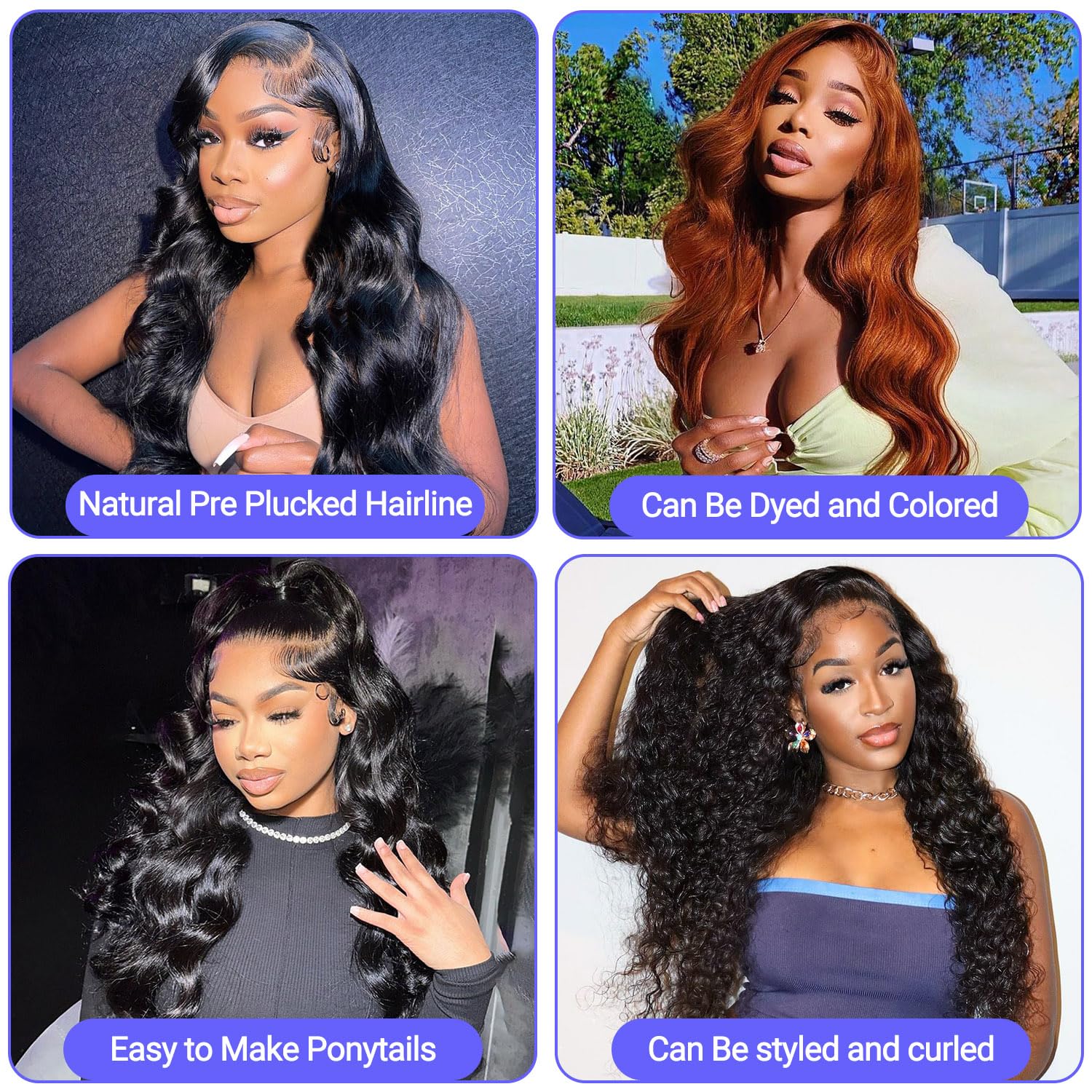 Body Wave Lace Front Wigs Human Hair Pre Plucked 13x4 HD Transparent Lace Frontal Glueless Wigs Human Hair Natural Hairline 180 Density Lace Front Wigs Bleached Knots 24 Inch - Image 5