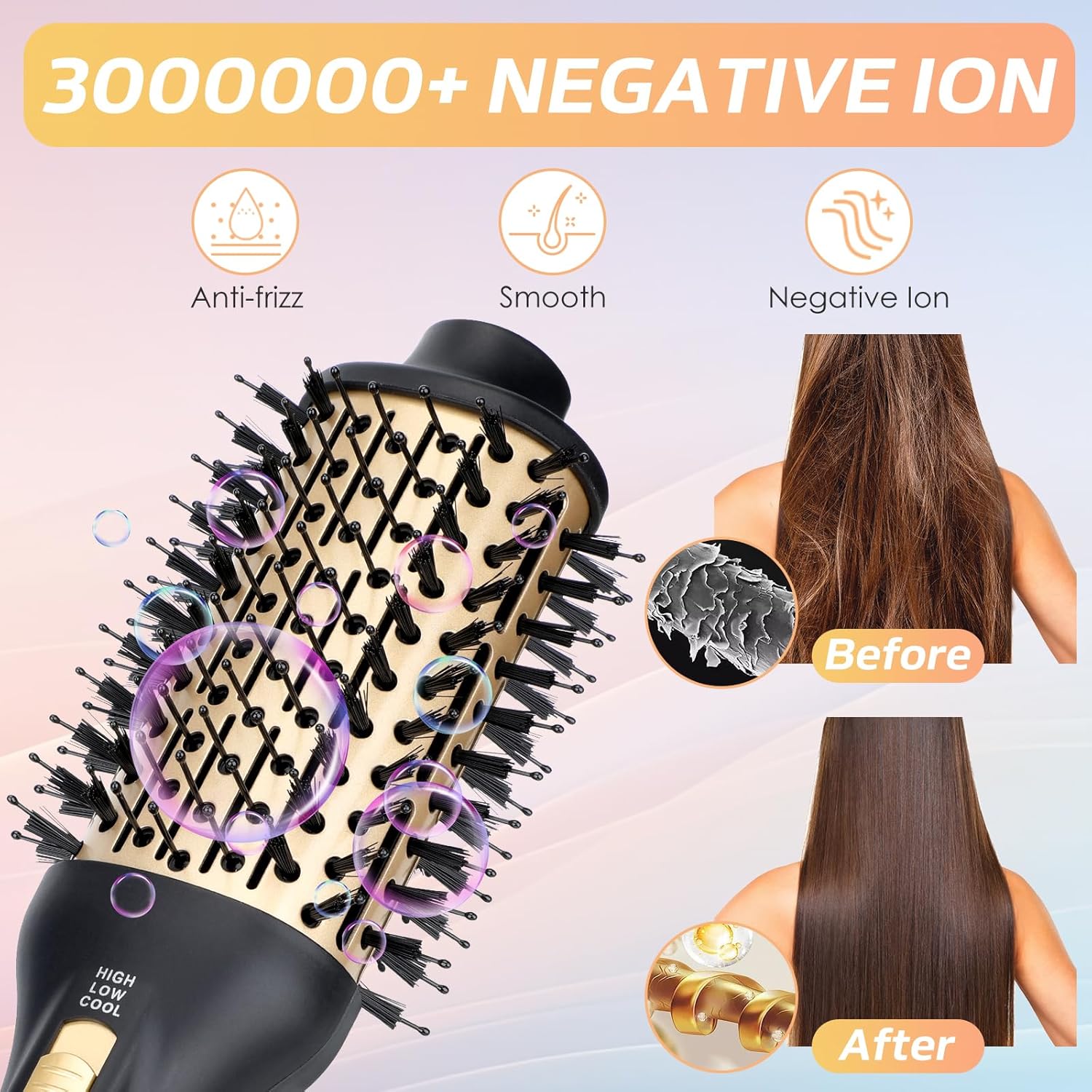 YourMate Hair Dryer Brush - Portable Hot Air Volumizing Brush with Adjustable 3 Temperature Settings for Stylish Hair Drying - Image 5