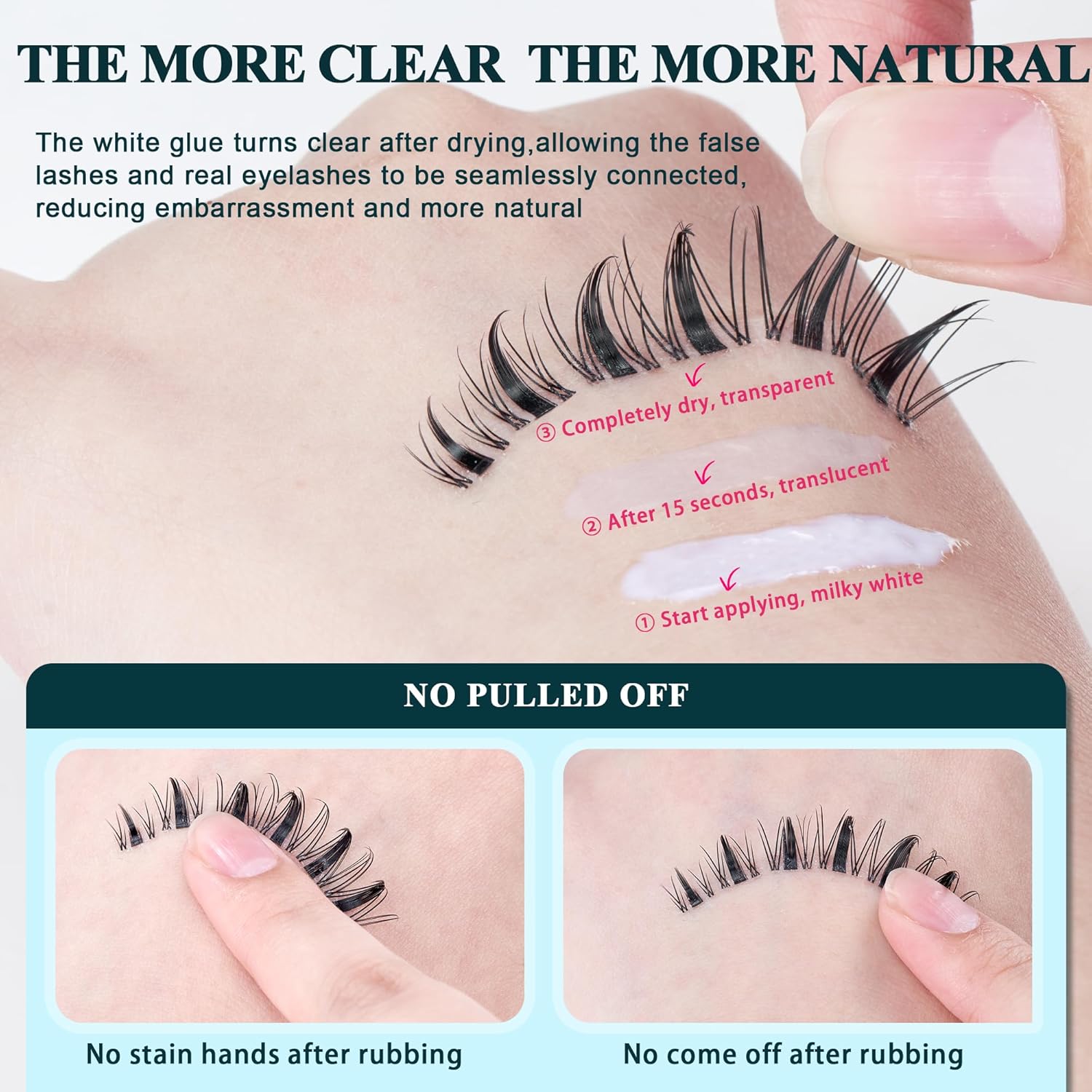 Vasa Muse 432pcs Lash Clusters Kit - Wispy Natural & Manga Spiky Lash Cluster Invisible band 8-16mm Eyelash Clusters Kit D Curl Lash Extension Kit WideSpan with Bond and Seal for Starter DIY at Home - Image 8