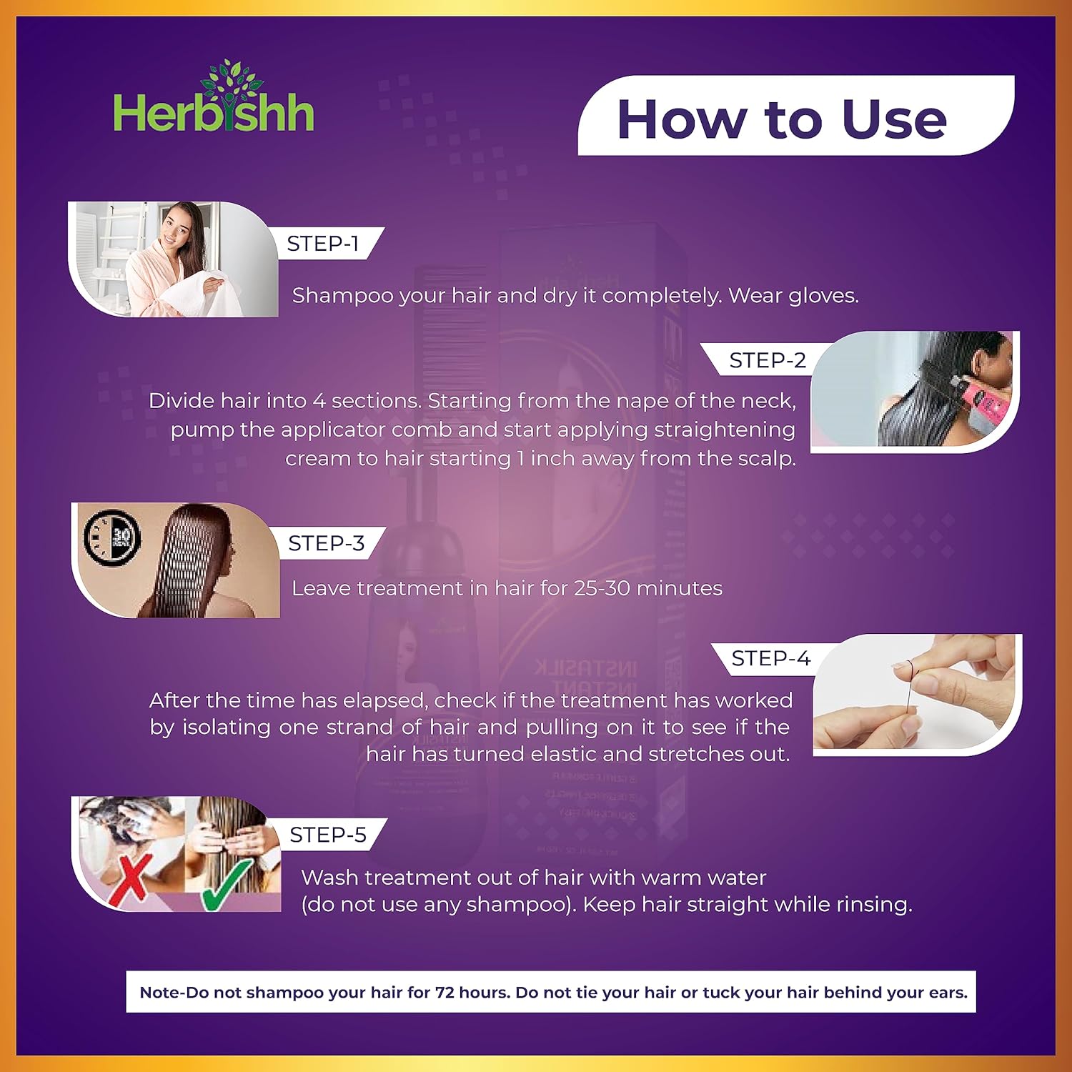 Herbishh Instant Hair Straightener Cream with Comb 150 ml Smooths Frizz & Curls - Image 4