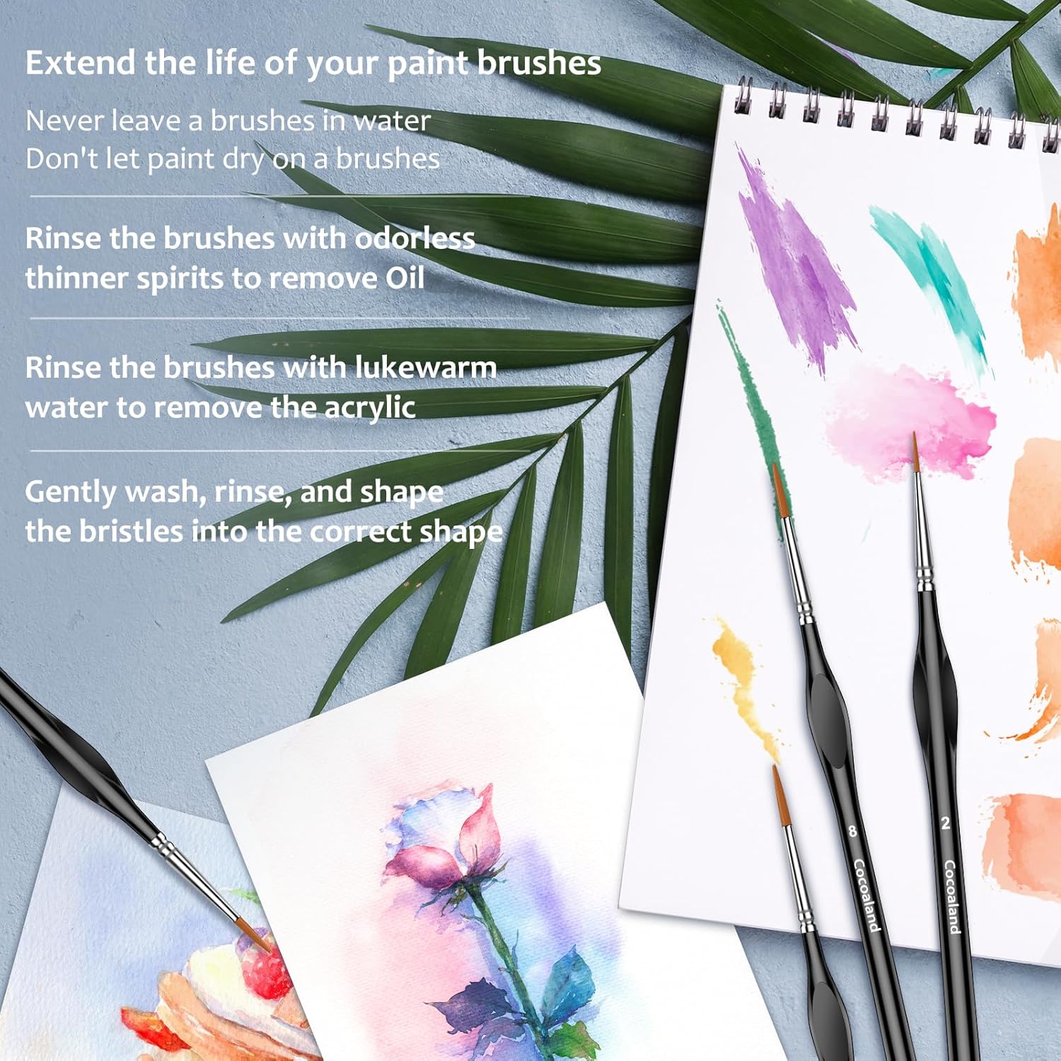 10Pcs Micro Paint Brushes Set with Triangular Handles - For Acrylic, Watercolor, Crafts, Models - Image 5