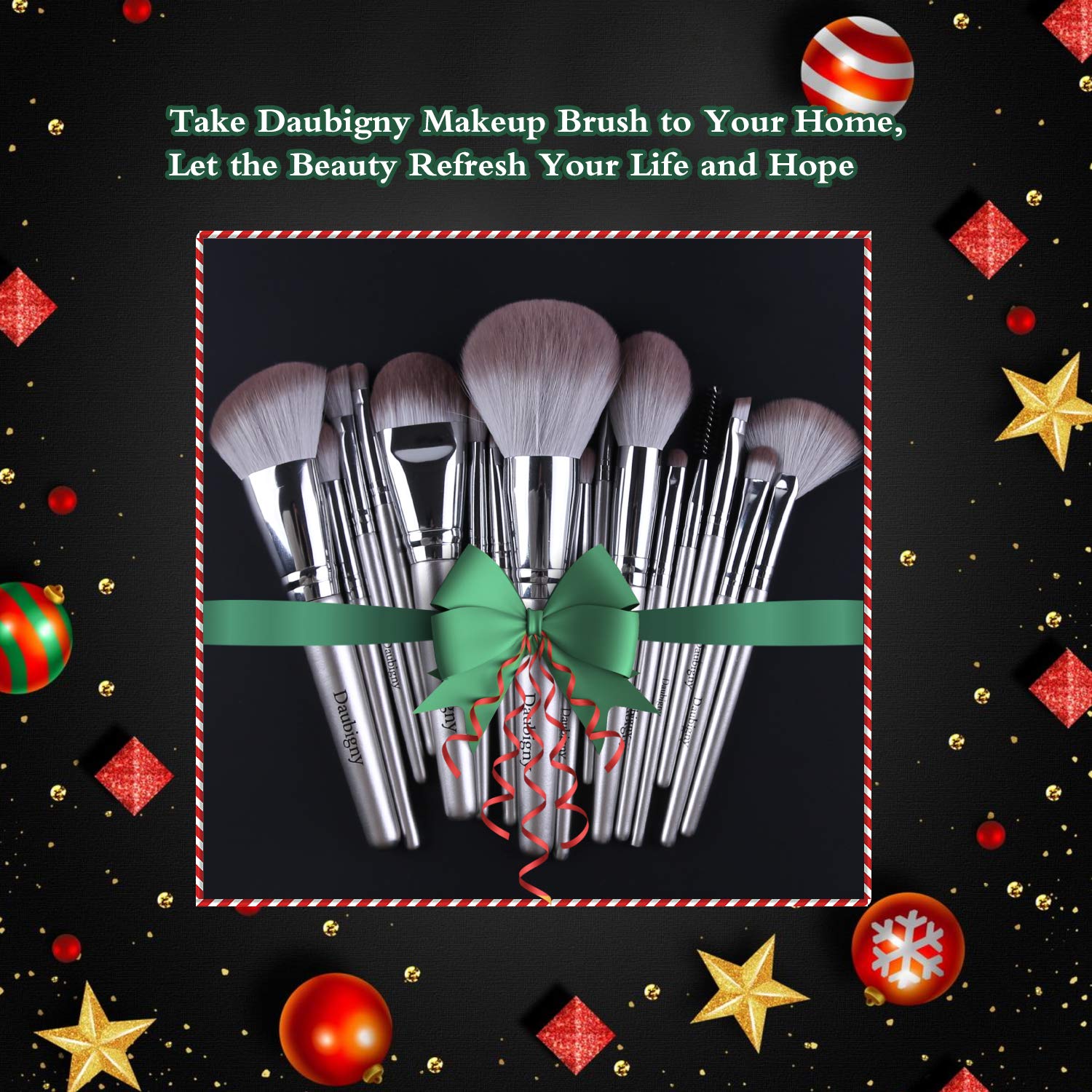 Makeup Brushes,Daubigny 16Pcs Silver Premium Synthetic Makeup Brush Set with Professional Foundation Brushes Powder Concealers Eye shadows Blush Makeup Brush for Perfect Makeup - Image 7