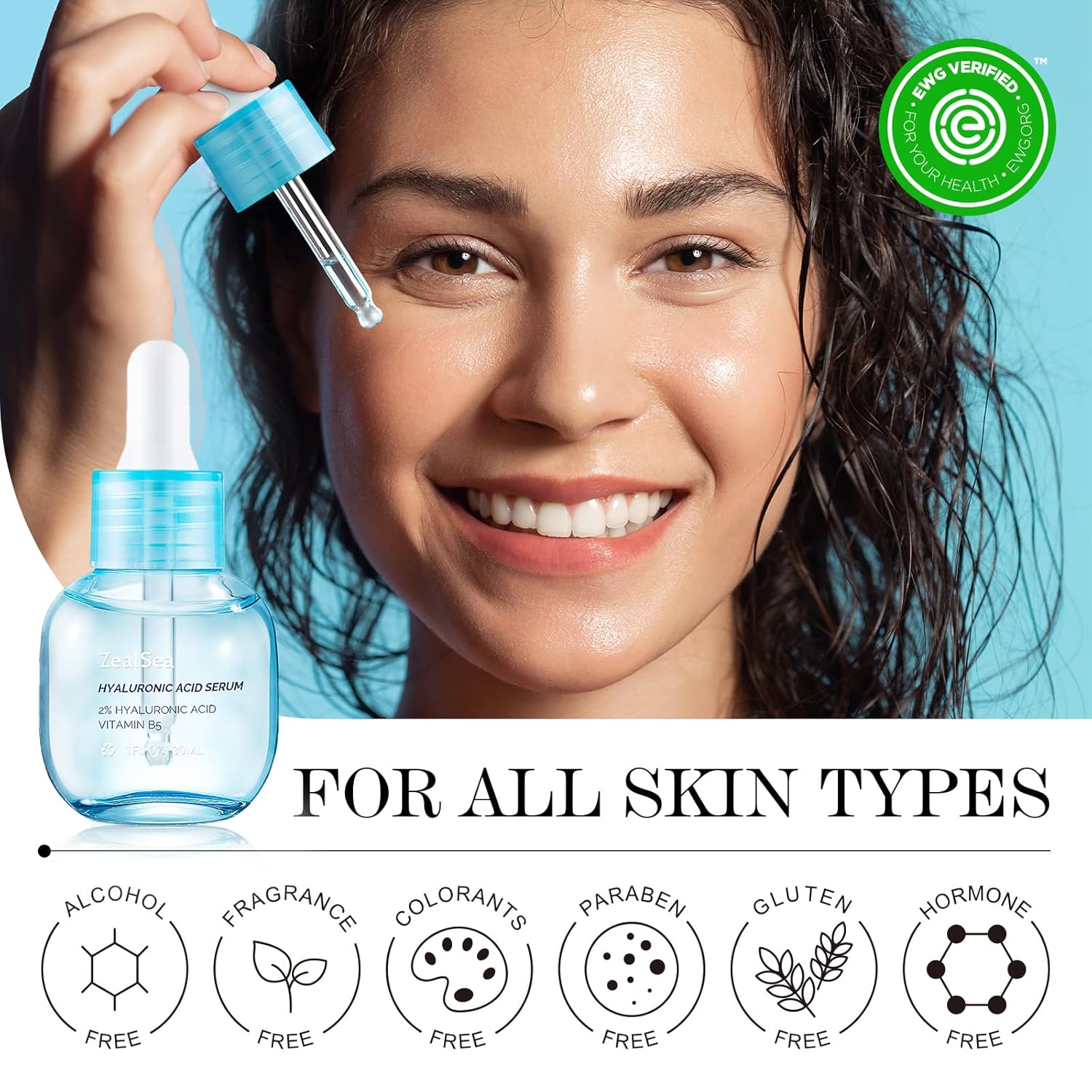 ZealSea Hyaluronic Acid Serum for Face, Hydrating Microneedling Serum, EWG Certified for Sensitive Skin, Vegan Fragrance Free Non-Comedogenic Absorb Quickly, Pure Hyaluronic Acid Anti-Aging 1 Oz - Image 5