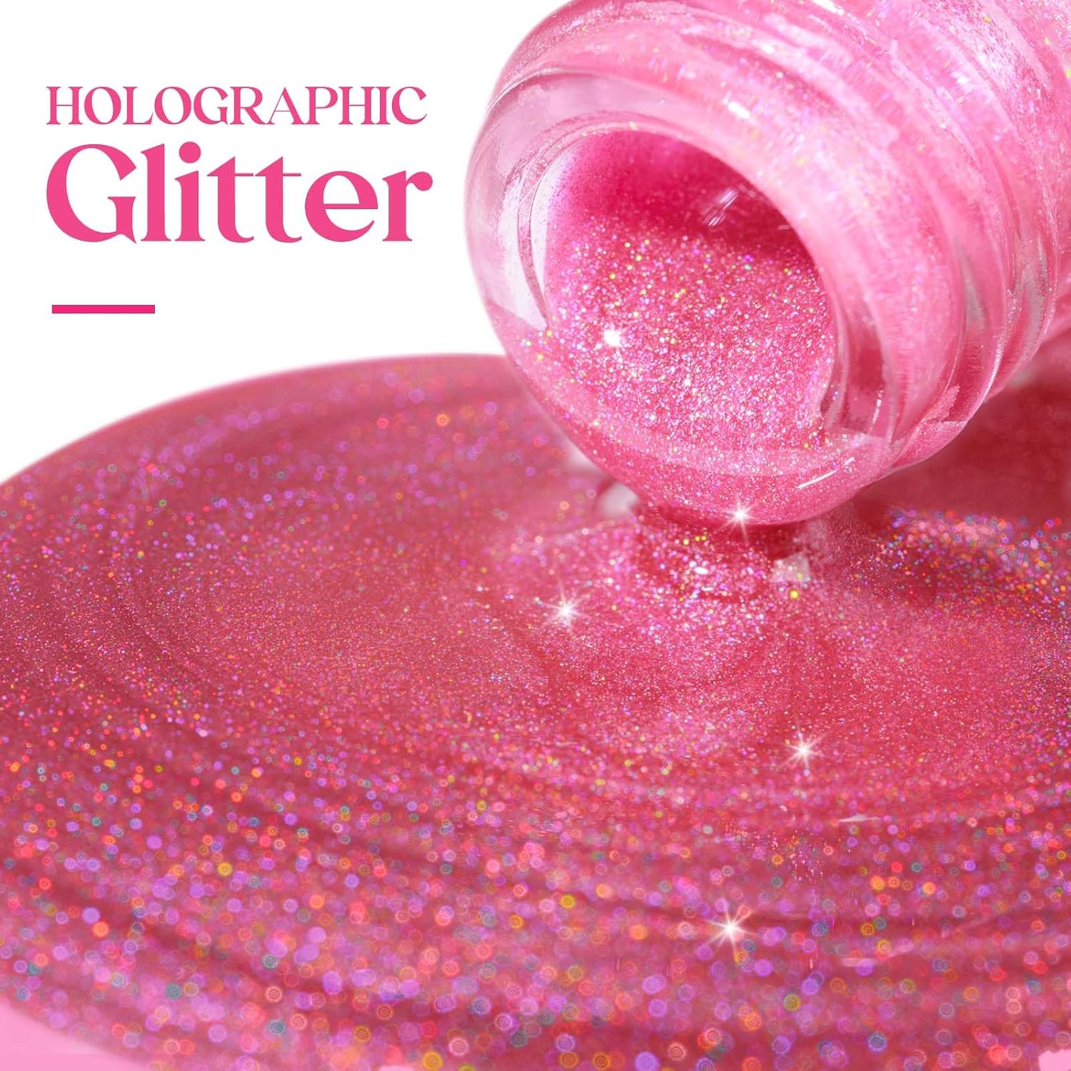MIZHSE Holographic Nail Polish, Pink Glitter Nail Polish Air Dry Fast, 15 ml High Glossy Shimmer Nail Pigment Oil-based Laser Iridescent Nail Lacquer Chrome Halo Nail Art Salon Manicure Home - Image 5