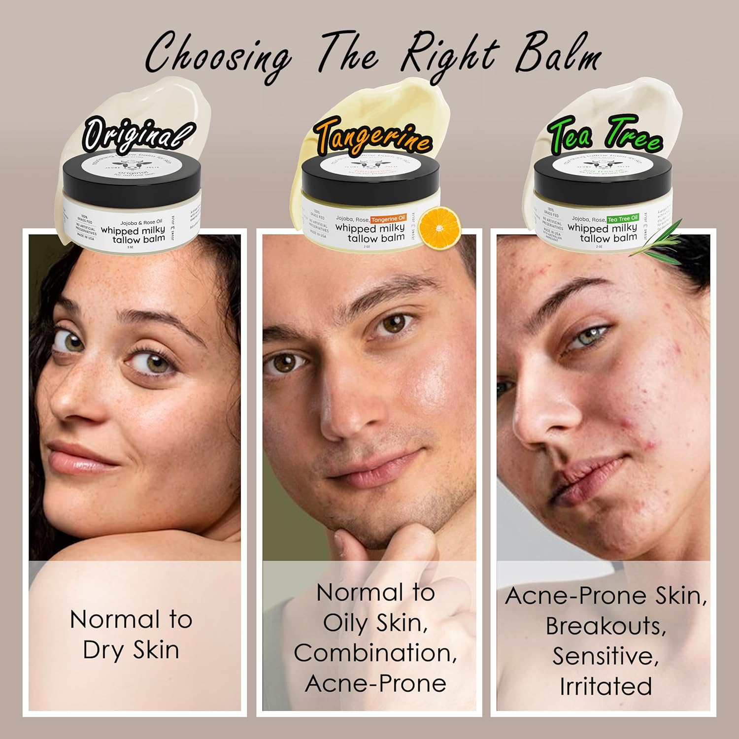 Whipped Milky Beef Tallow For Skin & Face | Made in USA | 100% Grass-Fed with All-Natural Organic Oils, Dewy Finish Beef Tallow Balm Moisturizer - For Sensitive Acne-Prone Skin, Tea Tree 2oz - Image 9