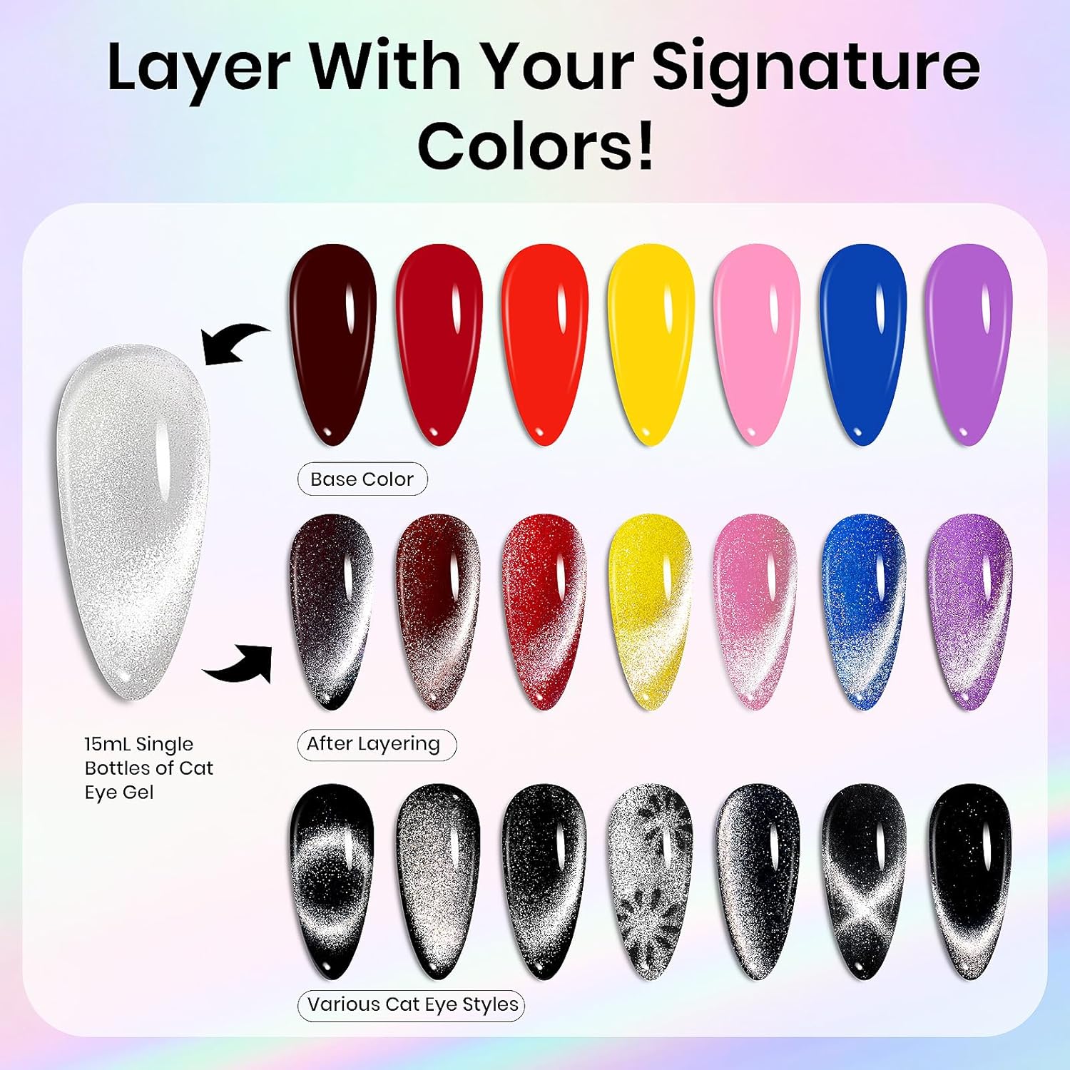 Beetles Cat Eye Gel Nail Polish - 15ml Silver Shimmer Gel Polish with Magnet Soak Off UV LED Nail Lamp Velvet Nail Polish Nail Art Salon DIY Home Manicure Gift for Women - Image 6