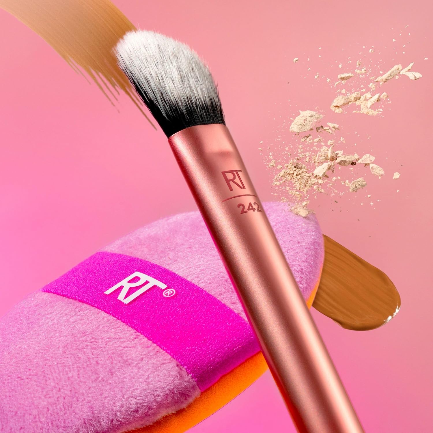 Real Techniques Precision Perfection Duo, Viral Kitten Paw Concealer Brush & Dual-Sided Powder Puff For Powder & Foundation, Travel Friendly Makeup Brush Set, Cruelty-Free, 2 Piece Set - Image 6