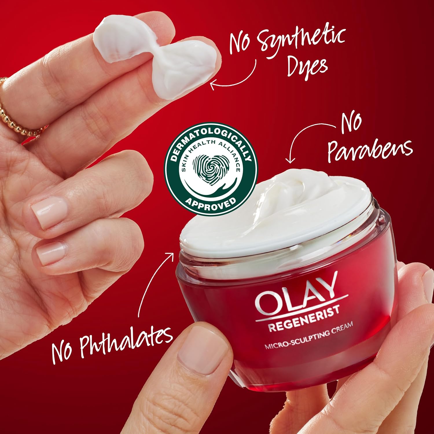 Olay Face Moisturizer, Regenerist Micro-Sculpting Facial Cream for Women - Instant Hydration, Anti-Aging, Anti-Wrinkle, Firming Skin Care - Hyaluronic Acid, Niacinamide, Amino Peptides, 1.7 Oz - Image 8