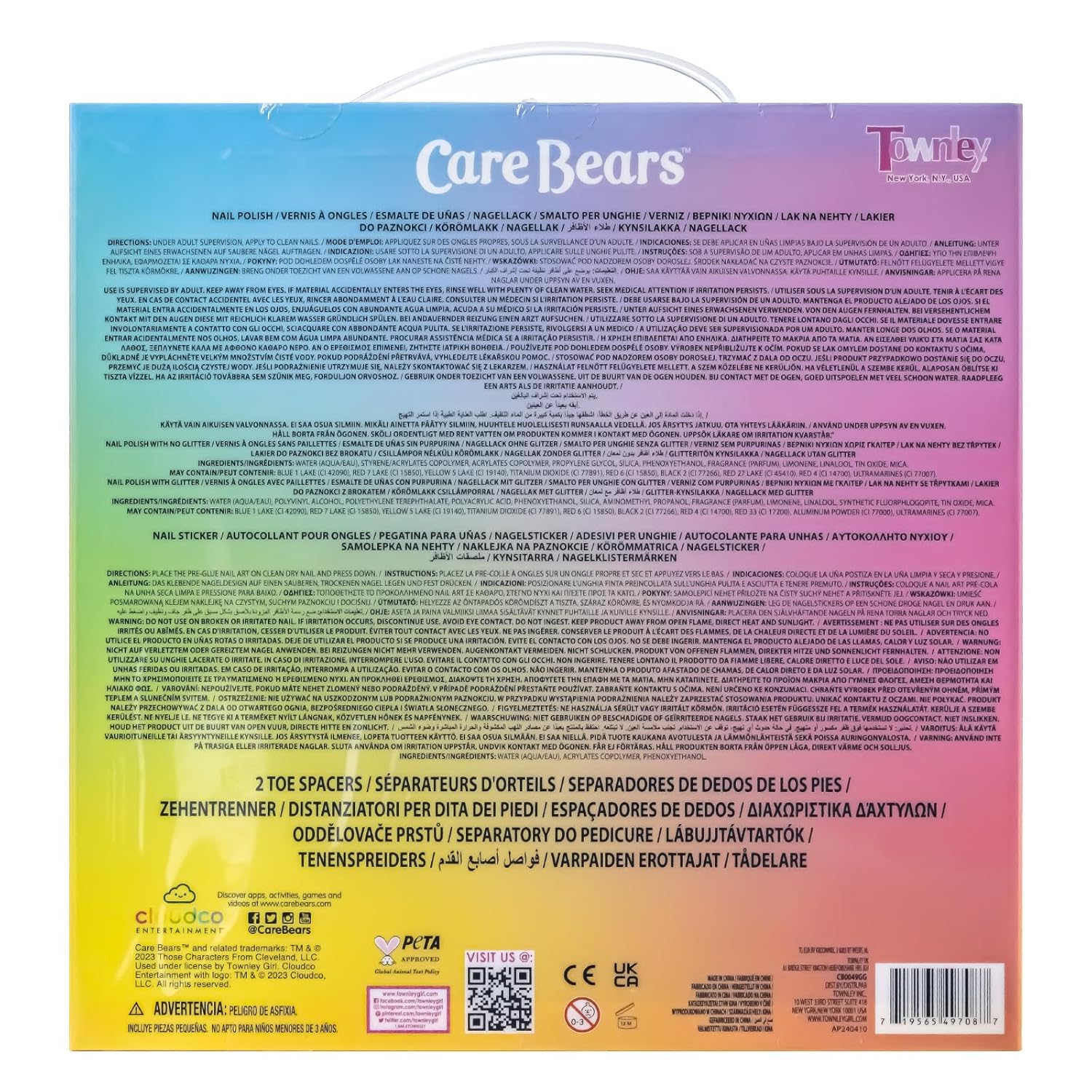 Townley Girl Care Bears 15 pcs Non-Toxic Nail Polish Set for Kids with Stickers & Toe Spacers | Peel able & Quick Dry | Birthday Gifts for Ages 3 - Image 9