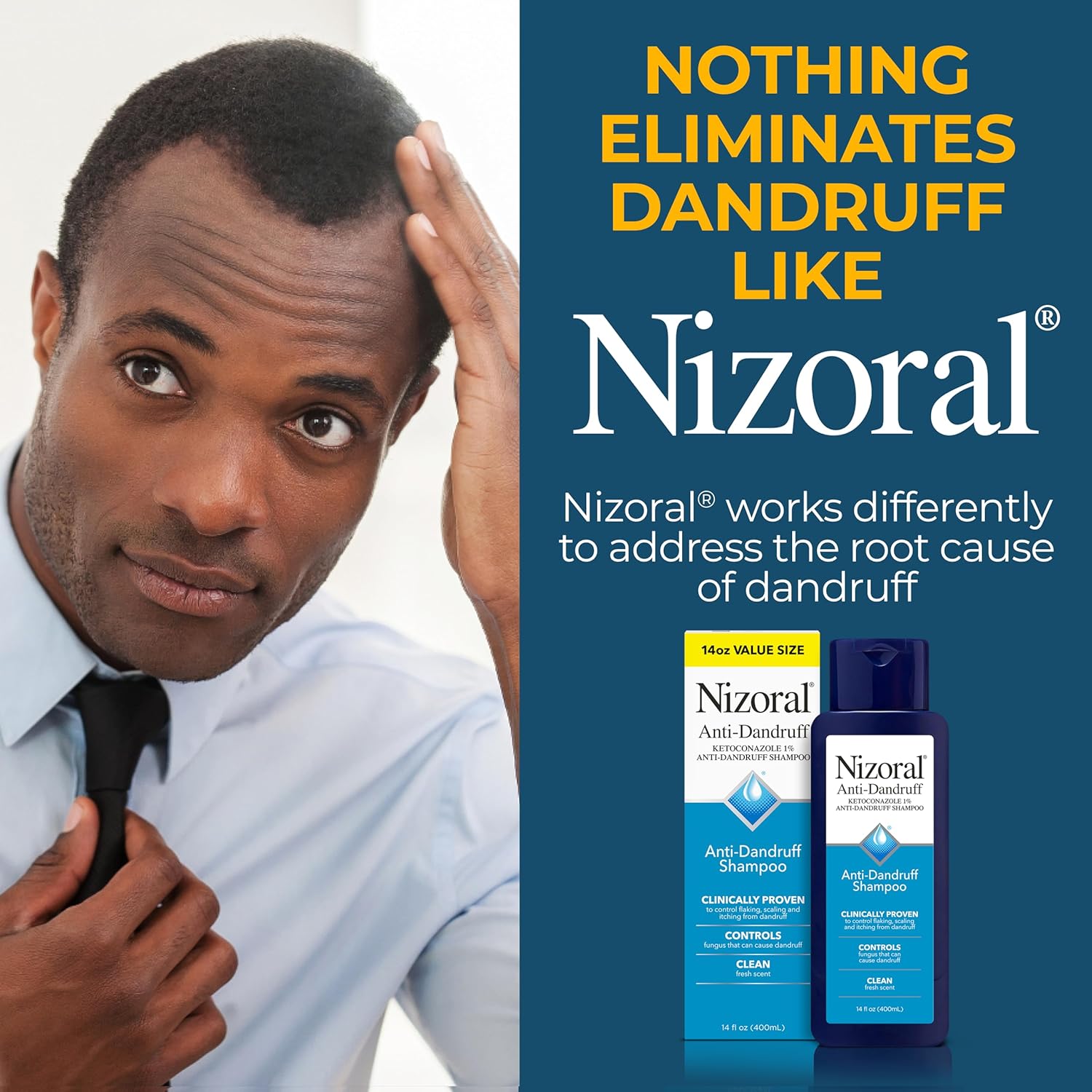 Nizoral Anti-Dandruff Shampoo with 1% Ketoconazole, Fresh Scent, 14 Fl Oz - Image 6