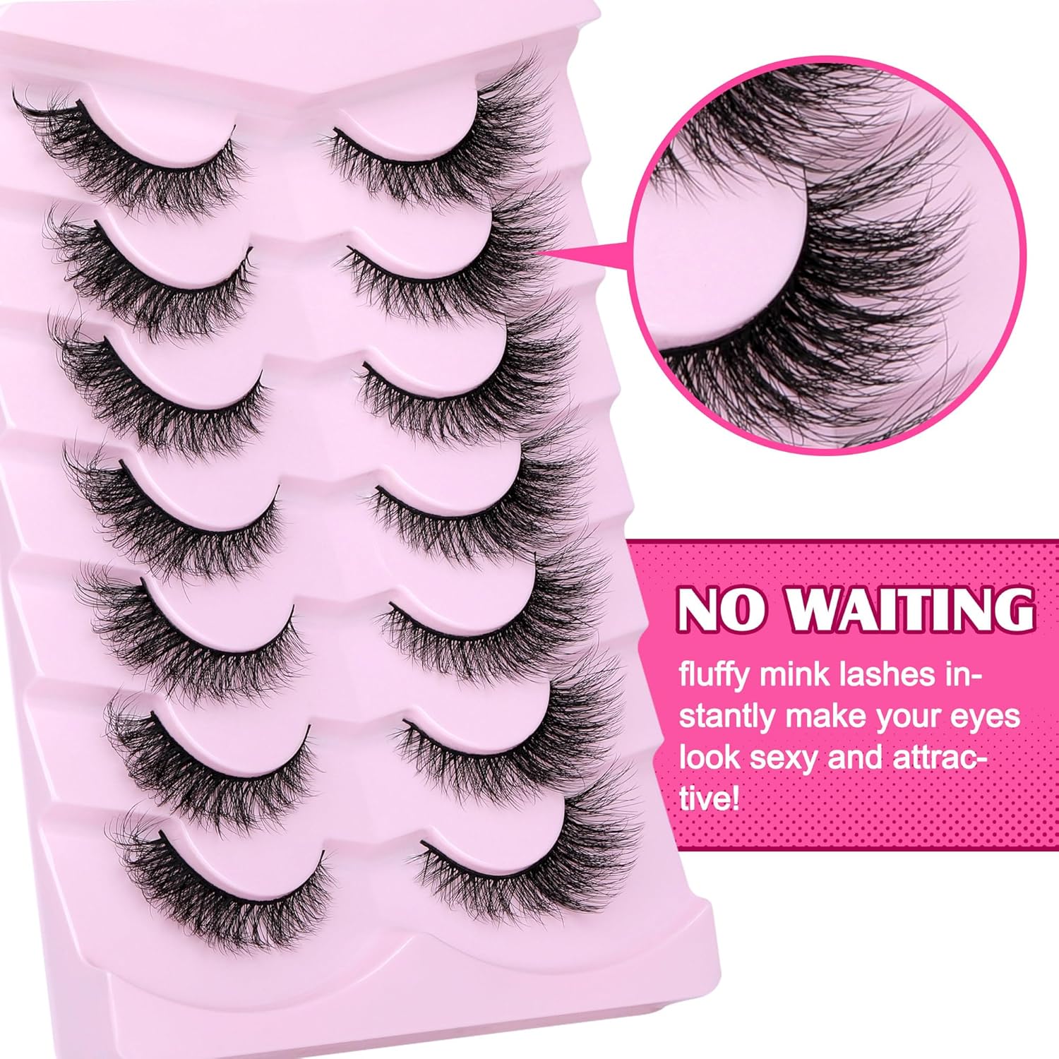 Lashes Natural Look Cat Eye False Eyelashes Wispy Fox Eye Lashes Wispy 15mm 6D Volume Strip Fake Eyelash Extension Look by PHKERATA, 7 Pairs Pack - Image 5