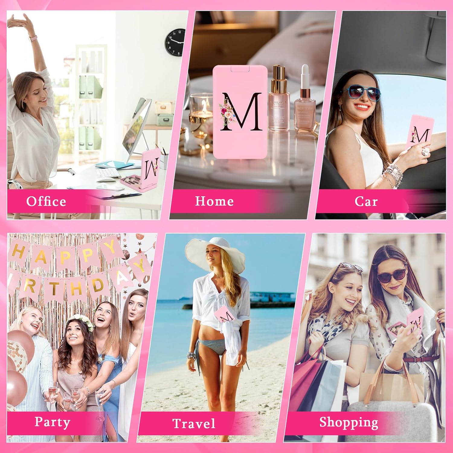 Mini 8-Piece Travel Makeup Brush Set with LED Light Mirror, Personalized Monogrammed Brush Teen Girls, Stylish and Compact Travel Essentials(PINK-M) - Image 7