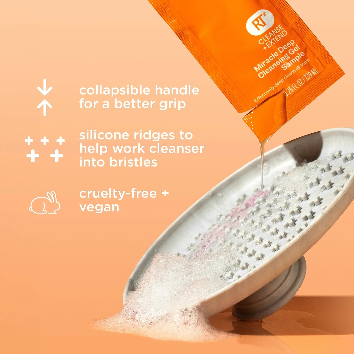 Real Techniques Miracle Brush Cleansing Palette, Makeup Brush Cleaner For Deep Cleaning, Use With Makeup Brush Shampoo, Silicone Ridges & Easy Grip, Includes Cleansing Gel, Cruelty-Free, 3 Count - Image 3