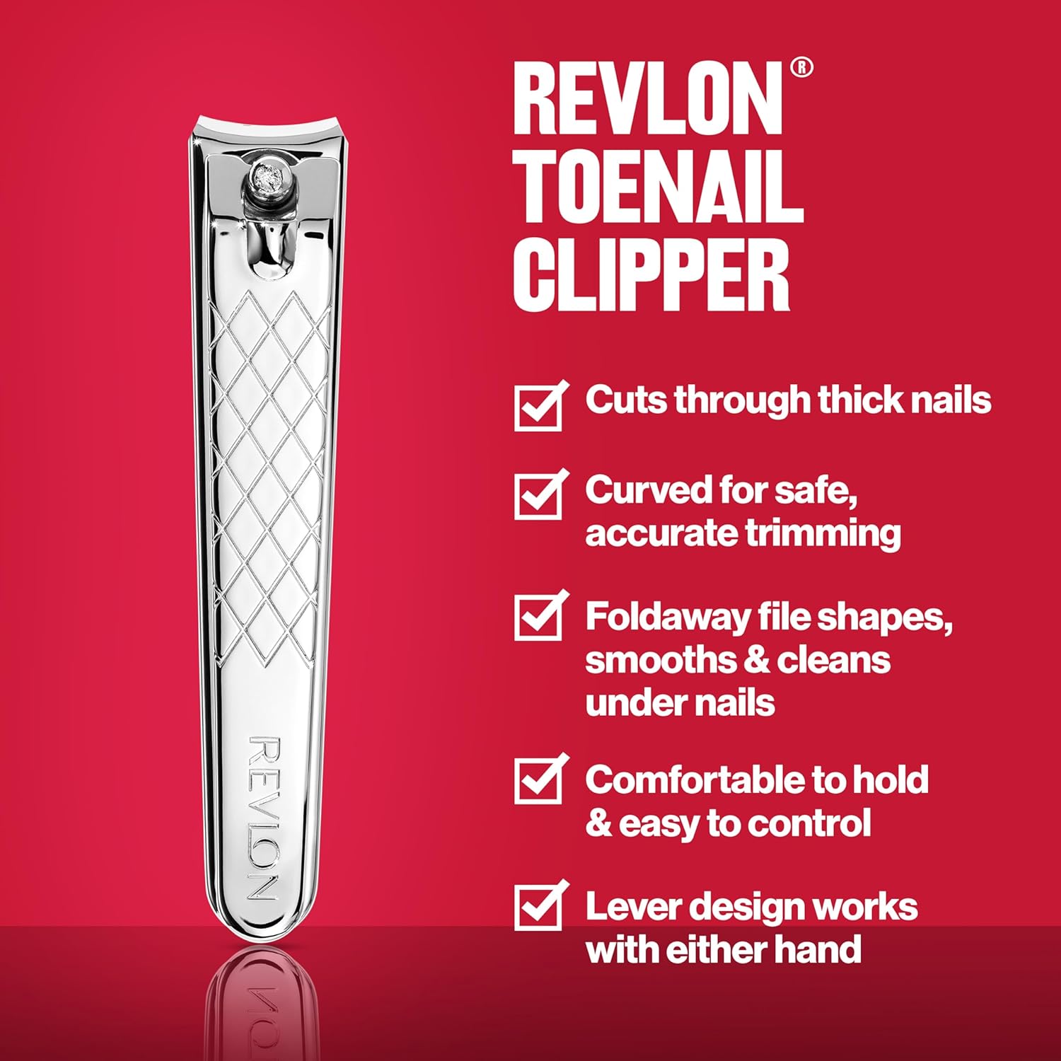 Revlon Toenail Clipper With File, Nail Care Tool With a Curved Blade for Accurate Trimming and Grooming, Easy to Use, 1 count - Image 2