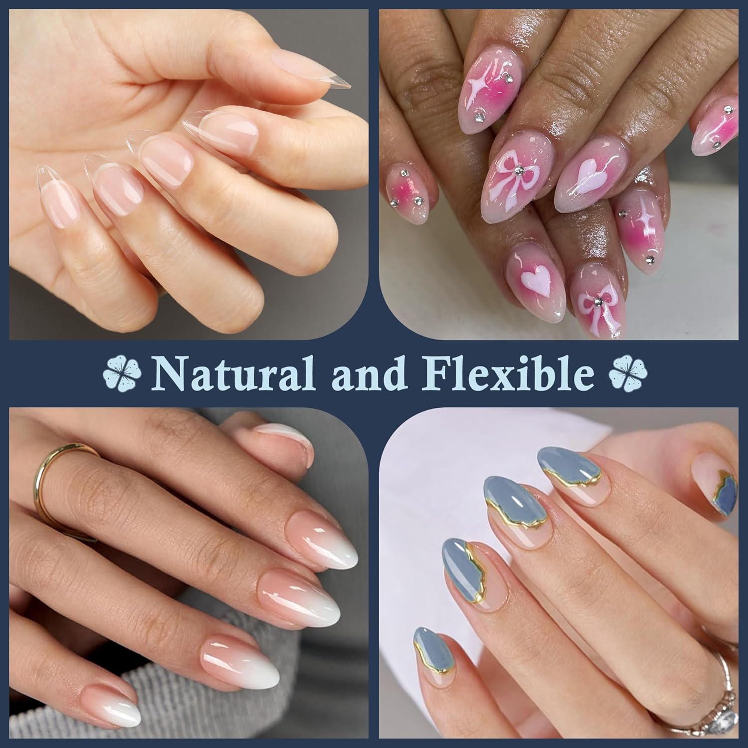 Short Almond Fake Nails, 504pcs Soft Gel Pre-Shaped Acrylic Nail Tips, Half Matte Full Cover Clear Gelly Press on Flase Nail Tips for Extension Nail Manicure Home DIY 12 Sizes Gelly Tips - Image 2