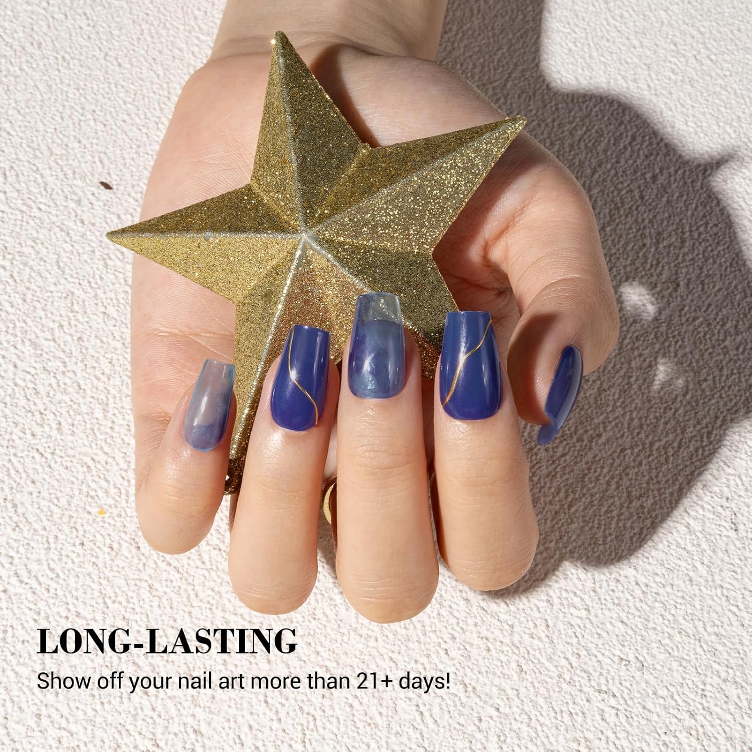 MelodySusie Semi Cured Gel Nail Strips (Navy Blue)- Works with Nail lamp, Salon-Quality, Long Lasting, Easy to Apply & Remove - Includes 20pcs - Image 4