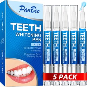 Teeth Whitening Pen 4+1(5 Pack), 70+ Treatments, Use Twice a Day Up to 1-6 Shade Whiter in 1-2 Weeks, 4 Whitening Pens plus 1 Desensitizing Pen, Effective, Painless and Enamel Safe Teeth Whitening Gel