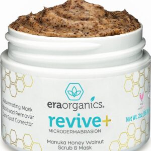 Era Organics Microdermabrasion Facial Scrub & Face Exfoliator - Spa Quality Exfoliating Mask with Manuka Honey Plus Walnut for Blackheads, Buildup, Wrinkles 2oz