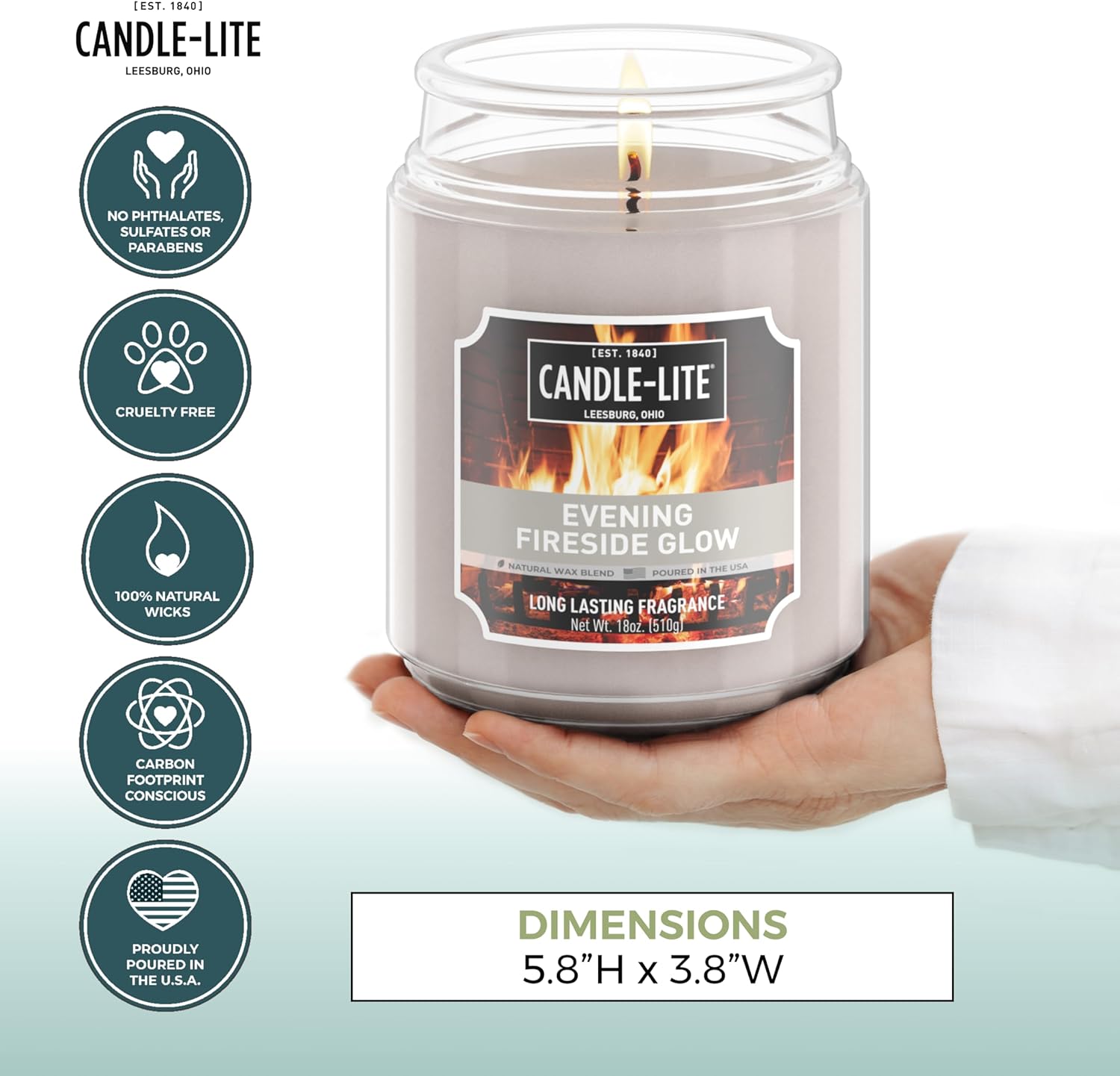 CANDLE-LITE Scented Evening Fireside Glow Fragrance, One 18 oz. Single-Wick Aromatherapy Candle with 110 Hours of Burn Time, Off-White Color, Jar (Individual Box) - Image 4