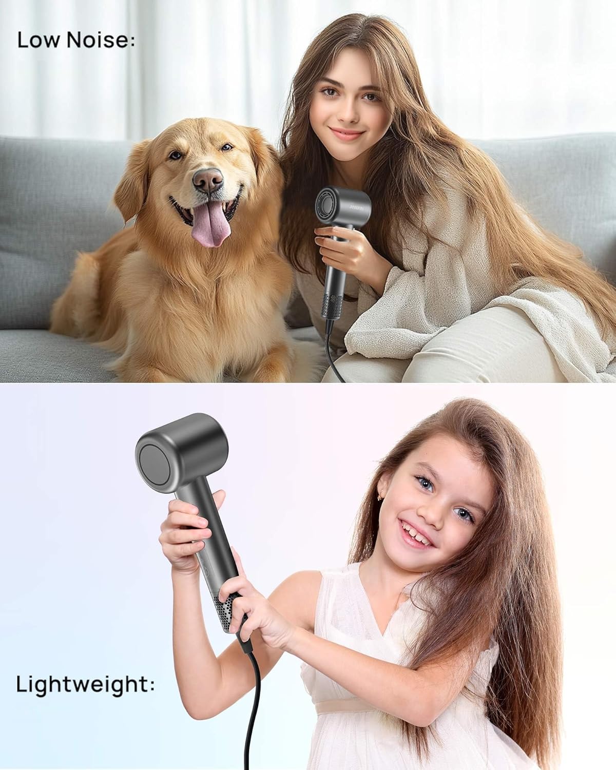Hair Dryer, High-Speed Ionic Low Noise Blow Dryer with Brushless Motor for Fast Drying, Thermo-Control Quiet Compact Hair Blow Dryer with Magnetic Diffuser for Curly Hair for Home Travel Salon - Image 7