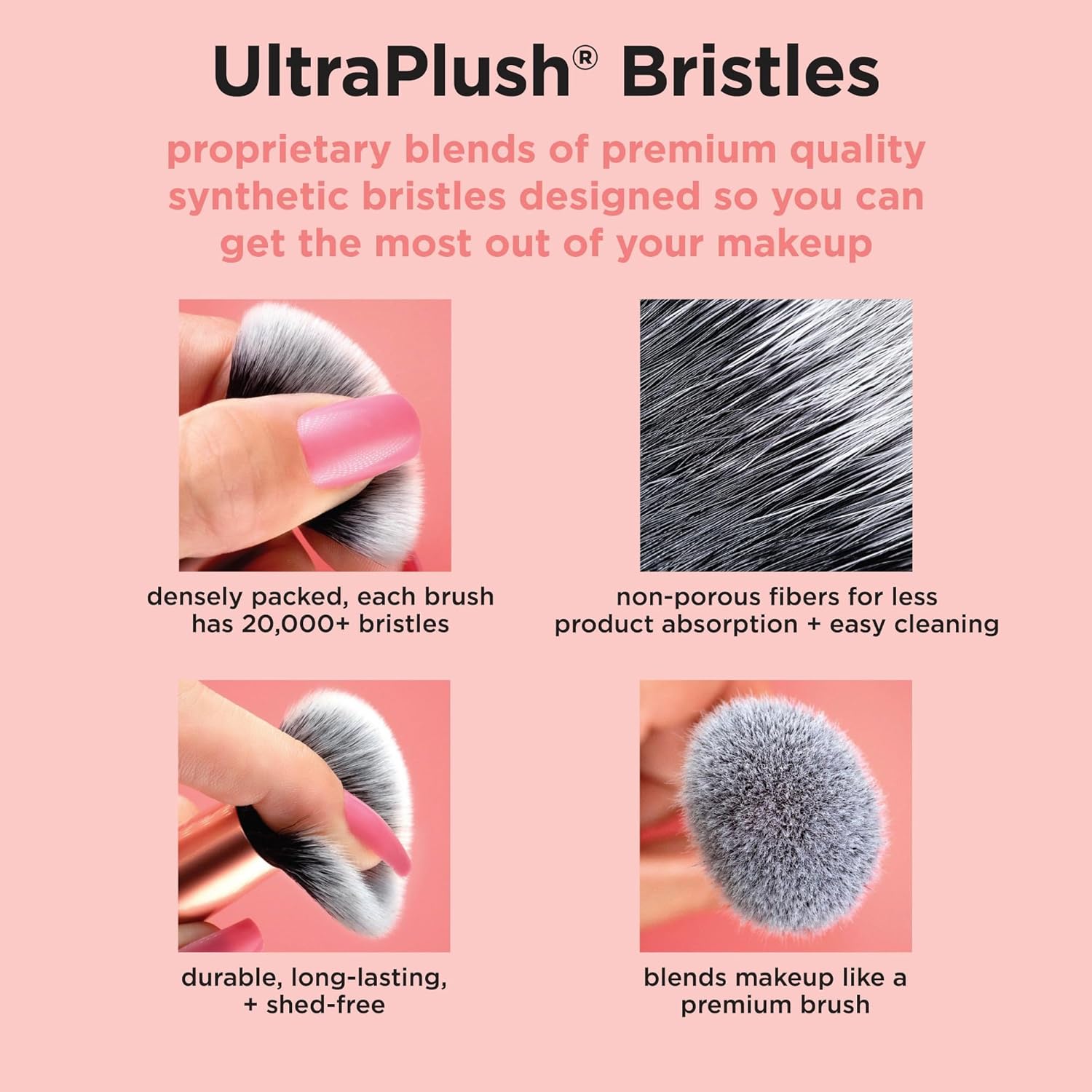 Real Techniques 11 Piece Travel Fantasy Mini Brush Set, Travel Size Makeup Brushes For Foundation Eyeshadow, Powder, Blush, Contour, & Concealer, Makeup Bag Included, Gift Set, Cruelty-Free - Image 7