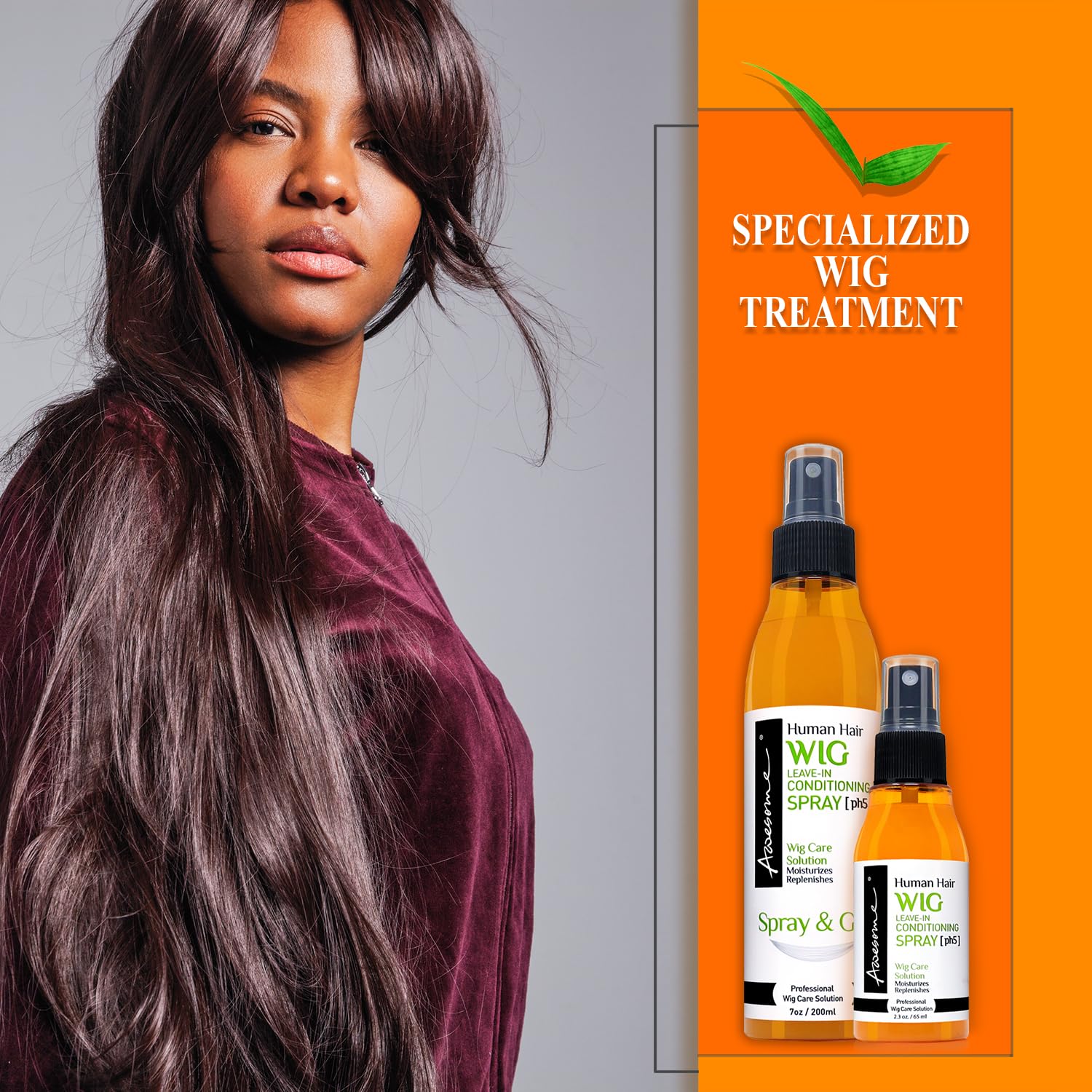 Awesome Human Hair Leave-In Conditioner Spray pH5 Silkiness Shine Travel Size 2.3 fl oz - Image 2