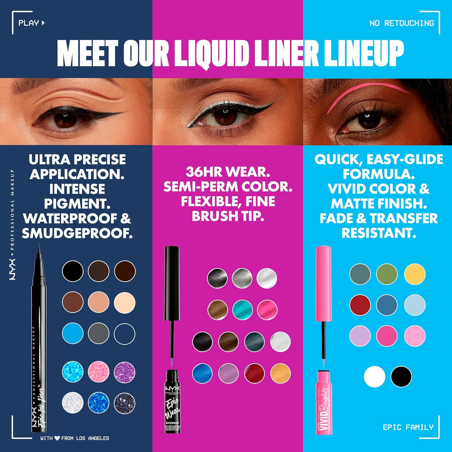 NYX PROFESSIONAL MAKEUP Epic Ink Liner, Waterproof Matte Liquid Eyeliner with Vegan Formula - Stone Washed (Grey) - Image 9