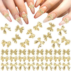 90Pcs Gold Bow Nail Charm 3 Styles Bowknot Nail Bows Glitter Acrylic Kawaii Halloween Christmas Wedding Prom Decoration for Women Scrapbook Envelope Cards Making