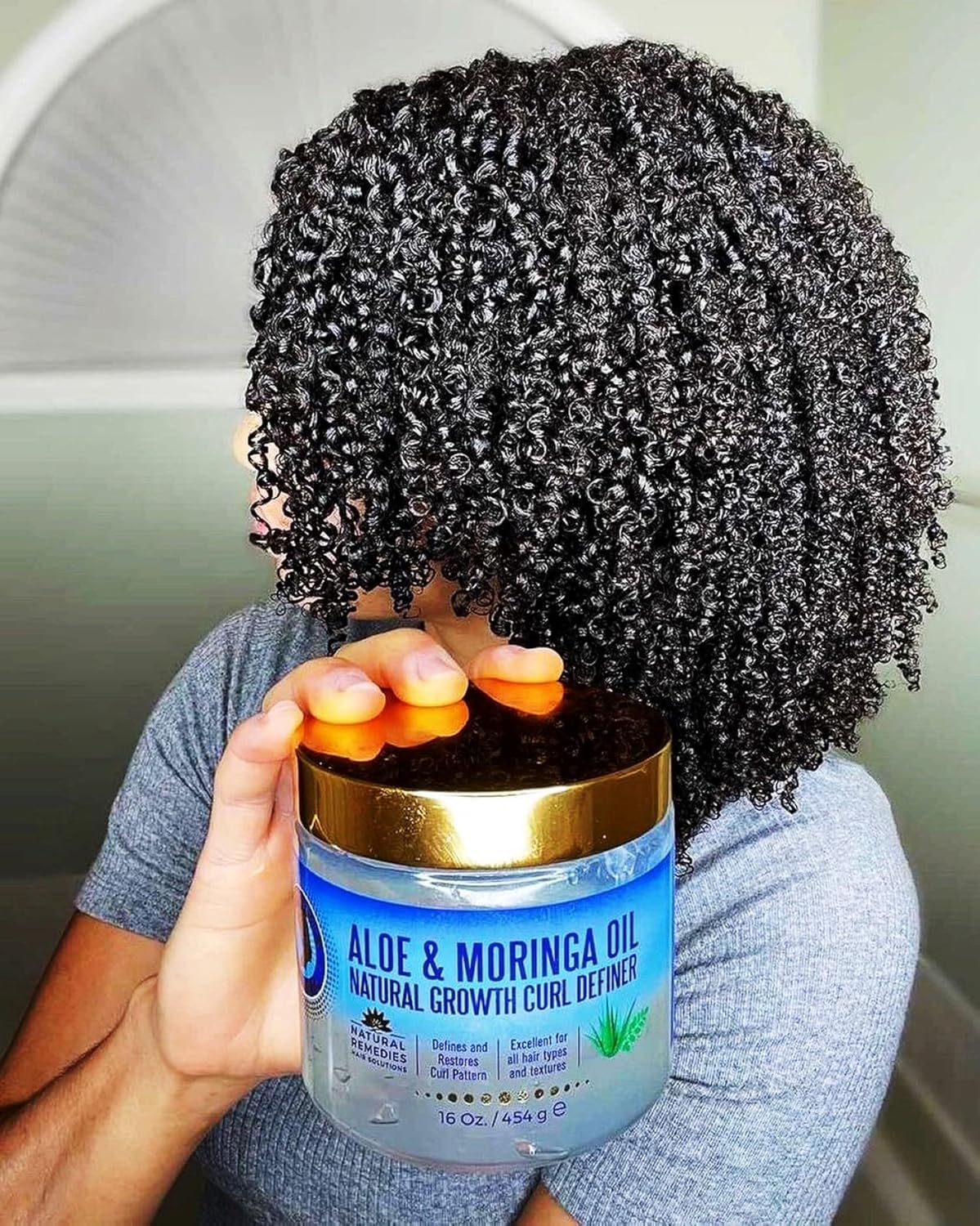 Nefertiti's Secrets Natural Growth Curl Definer | Aloe Vera and Moringa Oil for Hair Growth & Moisture | Strong Hold | Frizz Controller | Curly Hair Products for Women | 8 oz / 237 mL - Image 2