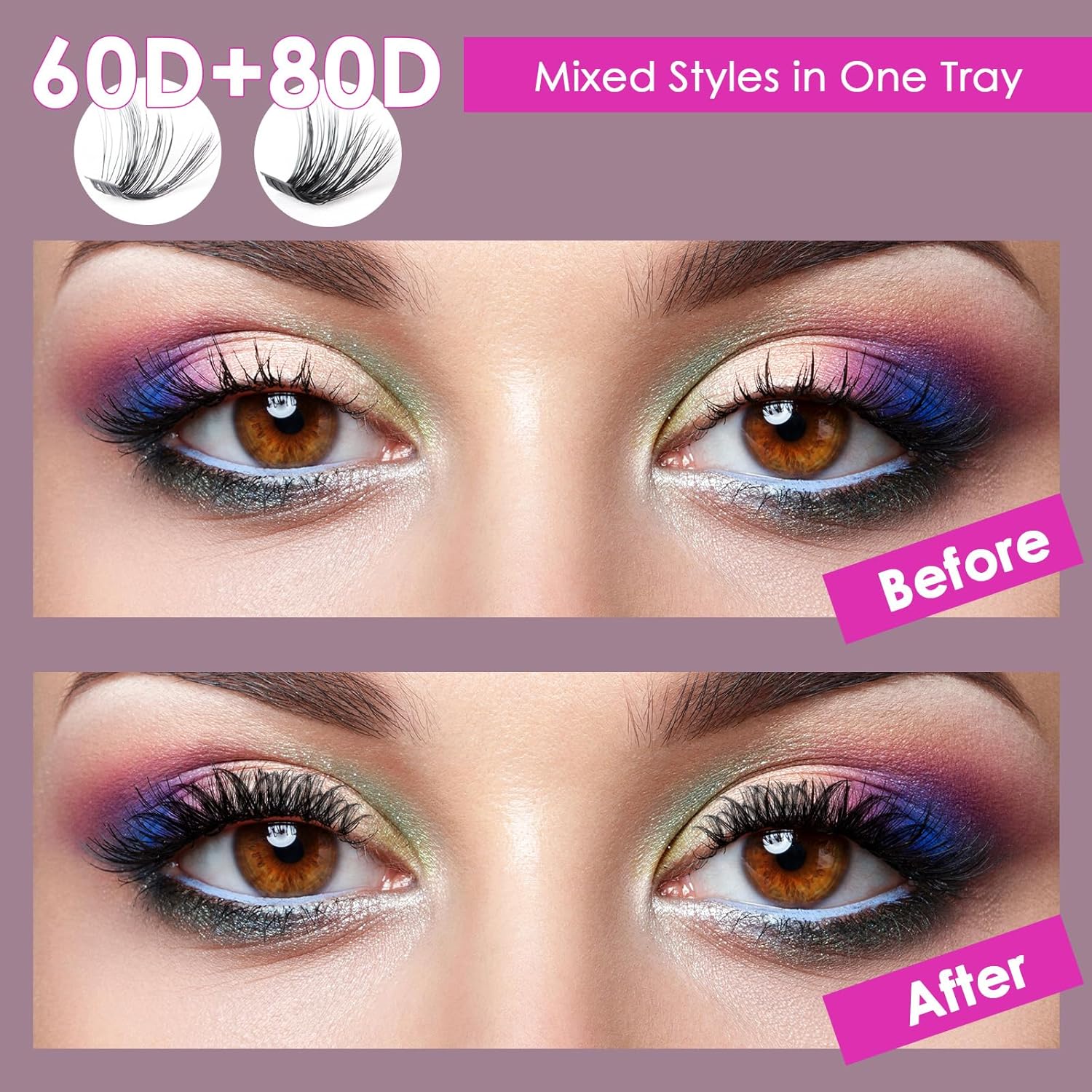 3D Thick Lash Extension Kit 320 Pcs Fluffy Lash Clusters 60D+80D 10-16mm Eyelash Extension Kit Individual Lashes with Bond and Seal Glue Tweezers DIY Eyelash Extensions for Beginners (60D+80D) - Image 7