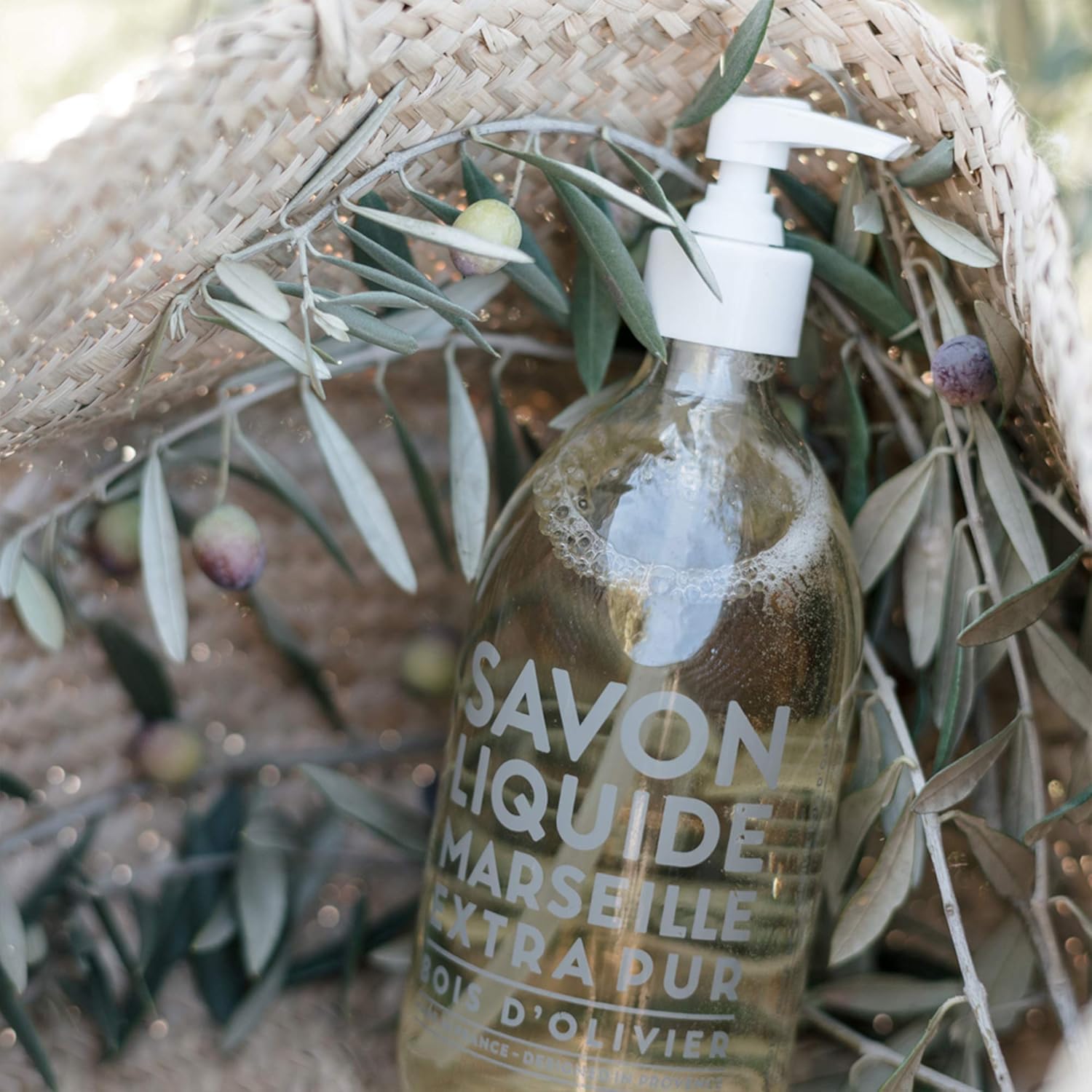 Compagnie de Provence Savon de Marseille Extra Pure Liquid Soap - Olive Wood - 16.7 Fl Oz Glass Pump Bottle - Image 3