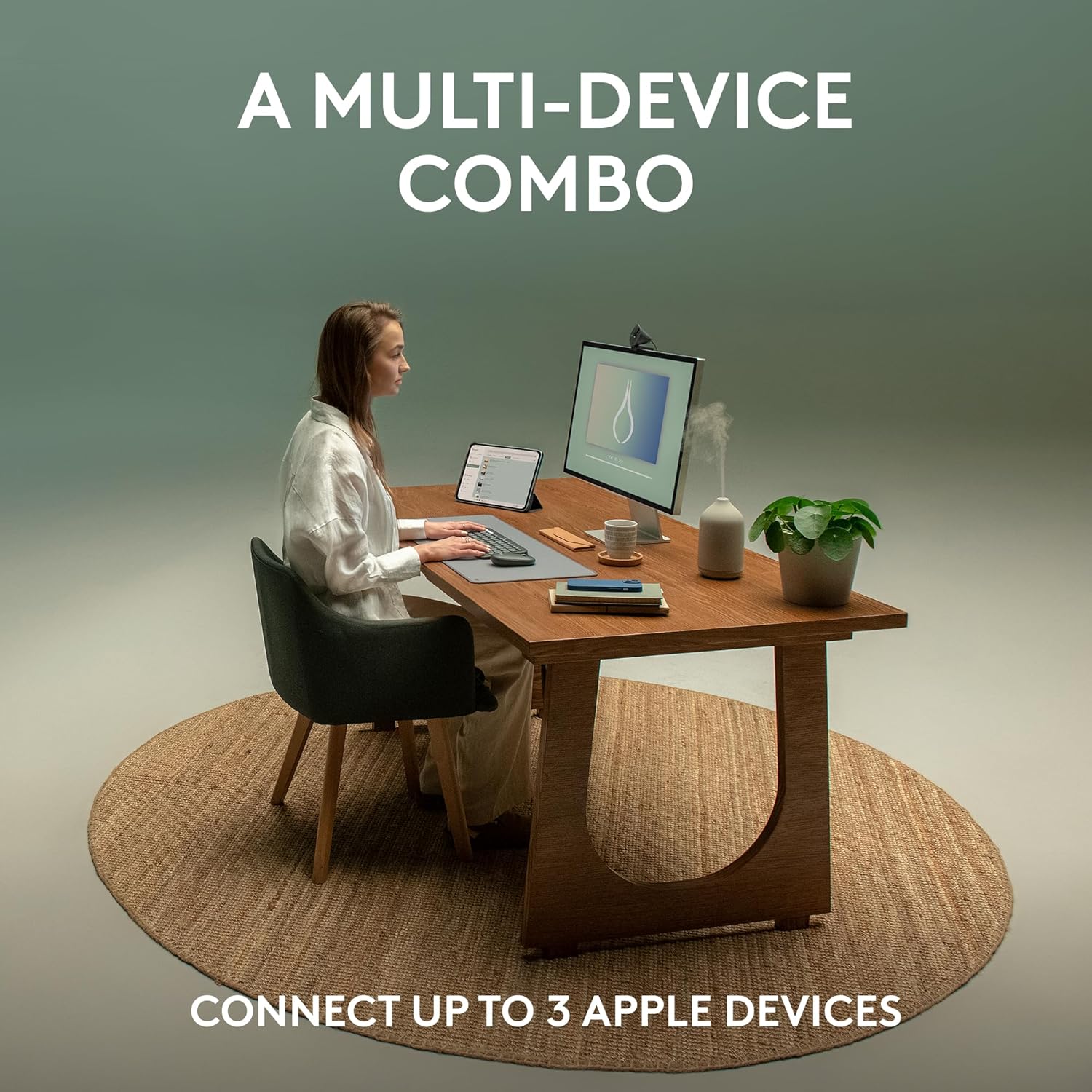 Logitech Pebble 2 Combo for Mac, Wireless Keyboard and Mouse, Slim, Quiet and Portable, Customizable, Bluetooth Mouse and Keyboard, Easy-Switch, for macOS, iPadOS - Tonal Graphite - Image 3