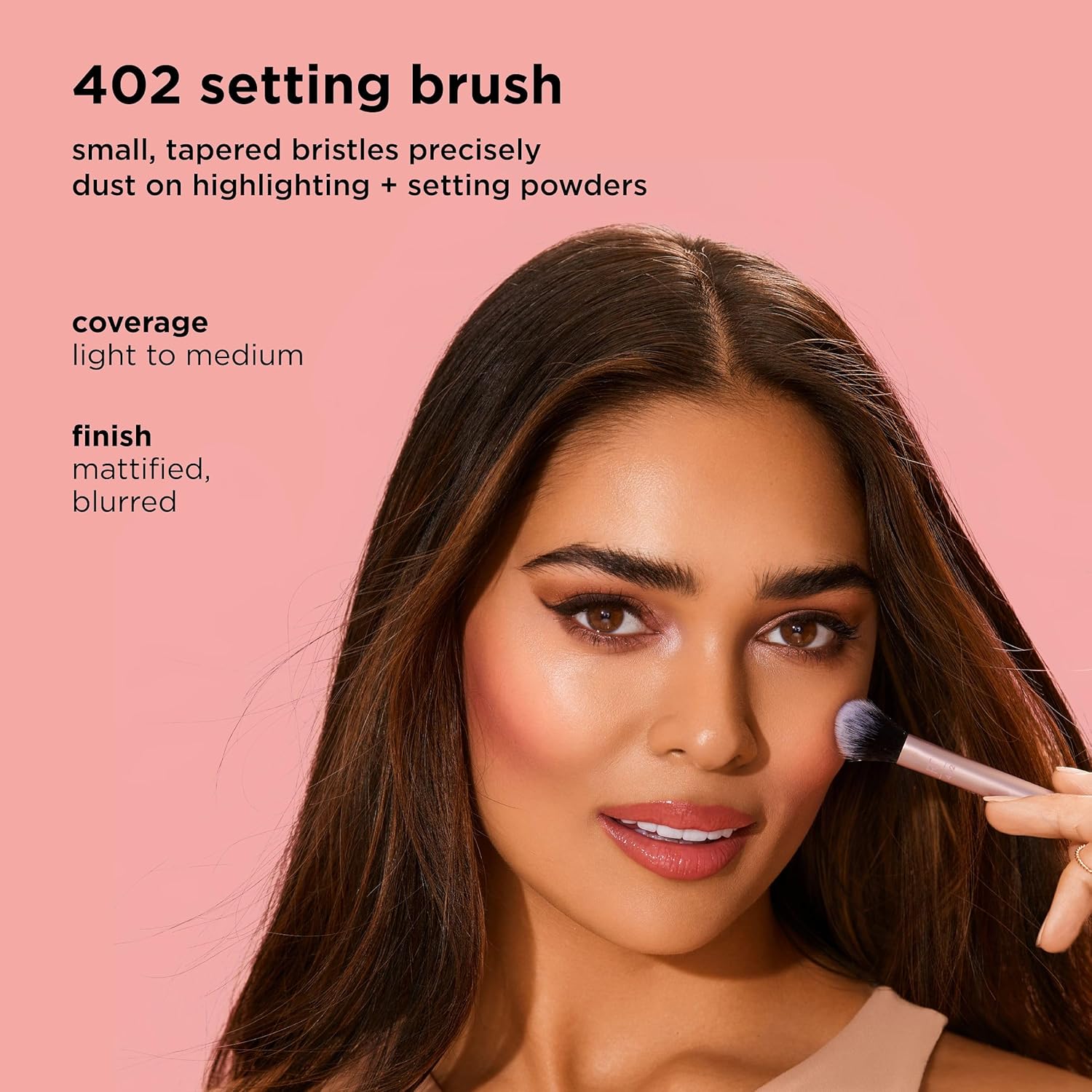 Real Techniques Makeup Setting Brush, For Setting Powder, Loose Powder, & Pressed Powder, Face Makeup Brush, 402 Brush, Sheer Coverage For Highlighter, Synthetic & Cruelty-Free Bristles, 1 Count - Image 3