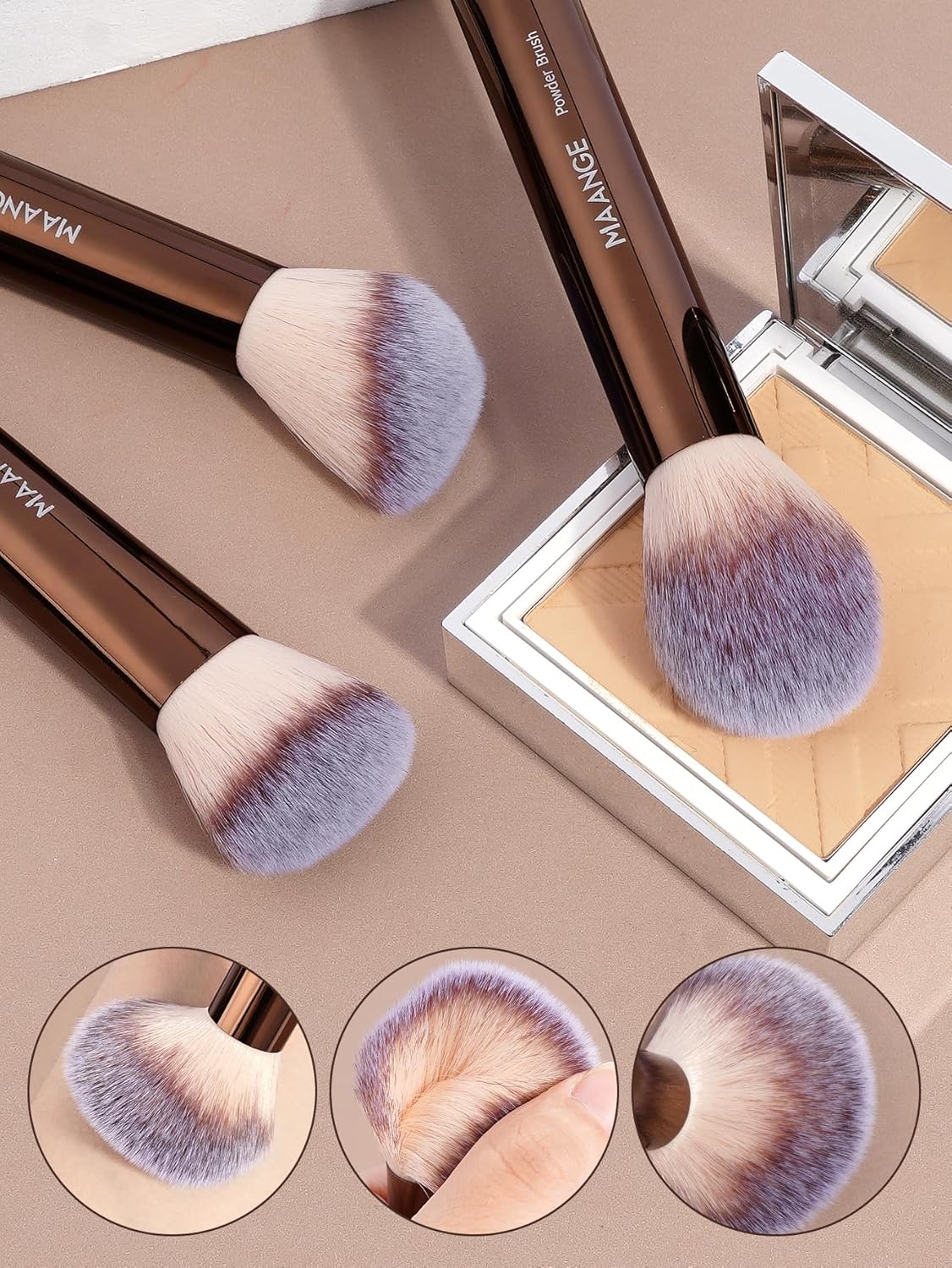 MAANGE 13 PCS Makeup Brushes Professional Make Up Brushes Premium Synthetic Powder Concealers Brushes Travel Makeup Brush Set with Case (Coffee) - Image 3