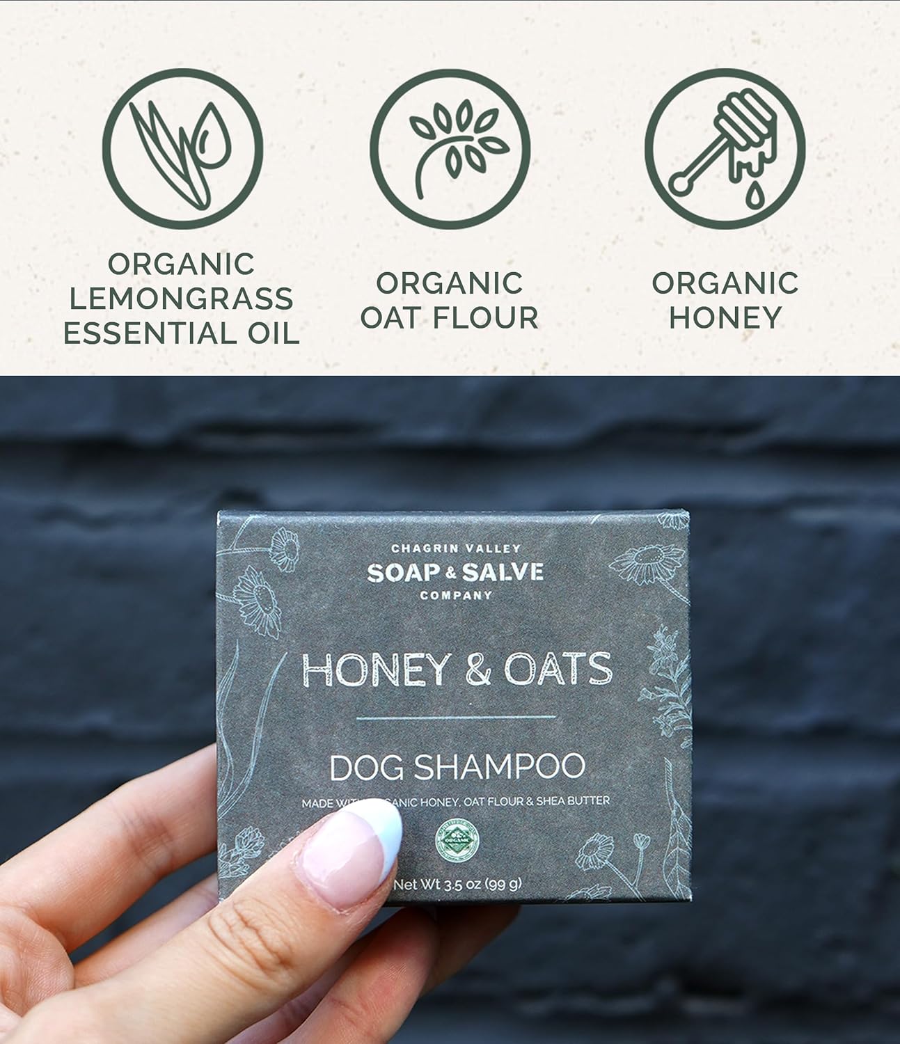 Organic Itchy Skin Relief Dog Shampoo and Conditioner Bar, 3.8 oz - Image 3