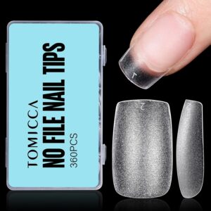 TOMICCA Short Square Gel Tips, No File Nail Tips Full Matte Cover, 360Pcs Soft Fake Acrylic Nail Tips Square for Home DIY Nail Salon 15 Sizes