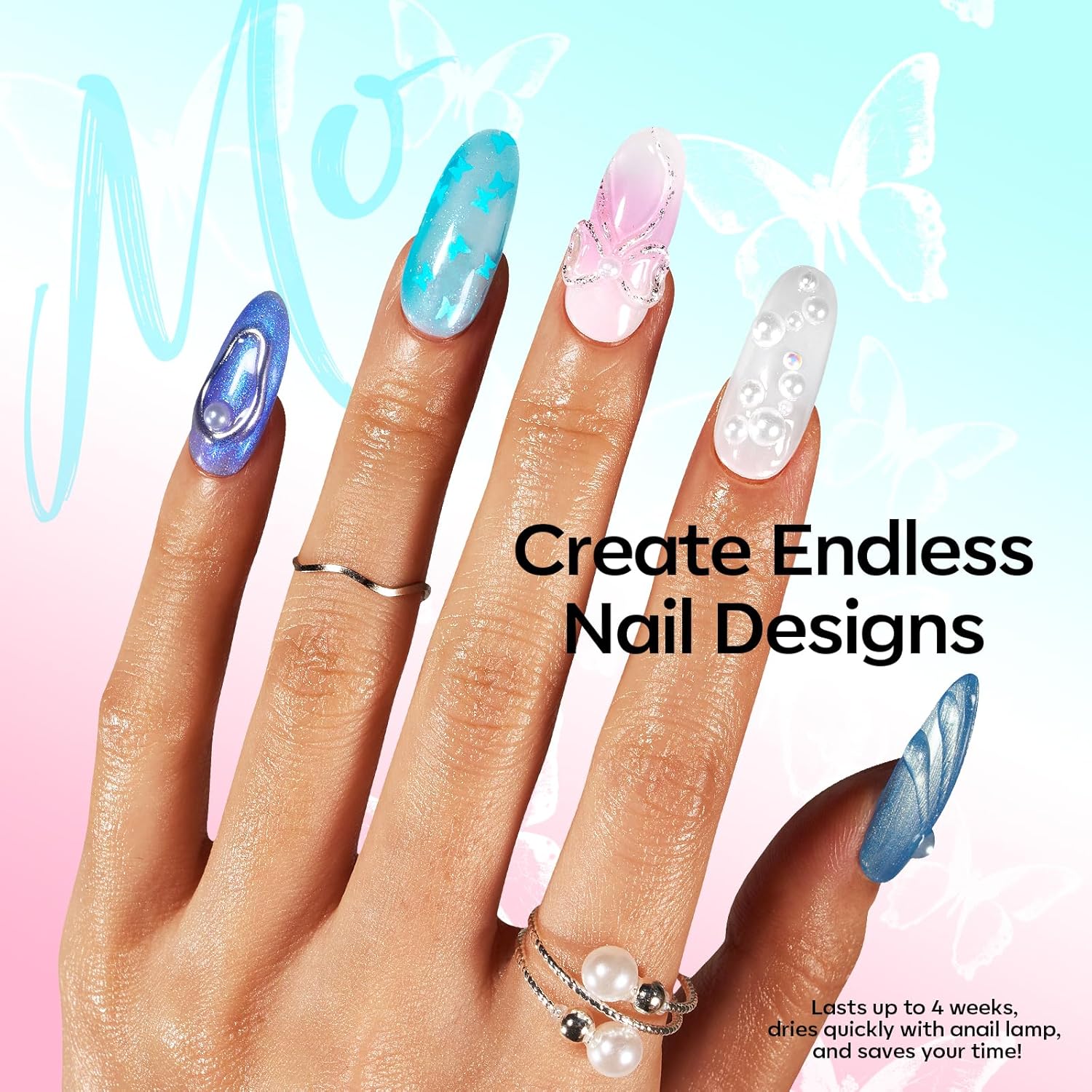 Modelones 32 PCS Summer Gel Nail Polish Set, 28 Colors Glitter Cat Eye Jelly Pearl Chameleon Gel Polish with Magnet, No Wipe Base Coat, Glitter & Glossy & Matte Top Coat Soak Off Nail Art Kit - Image 8