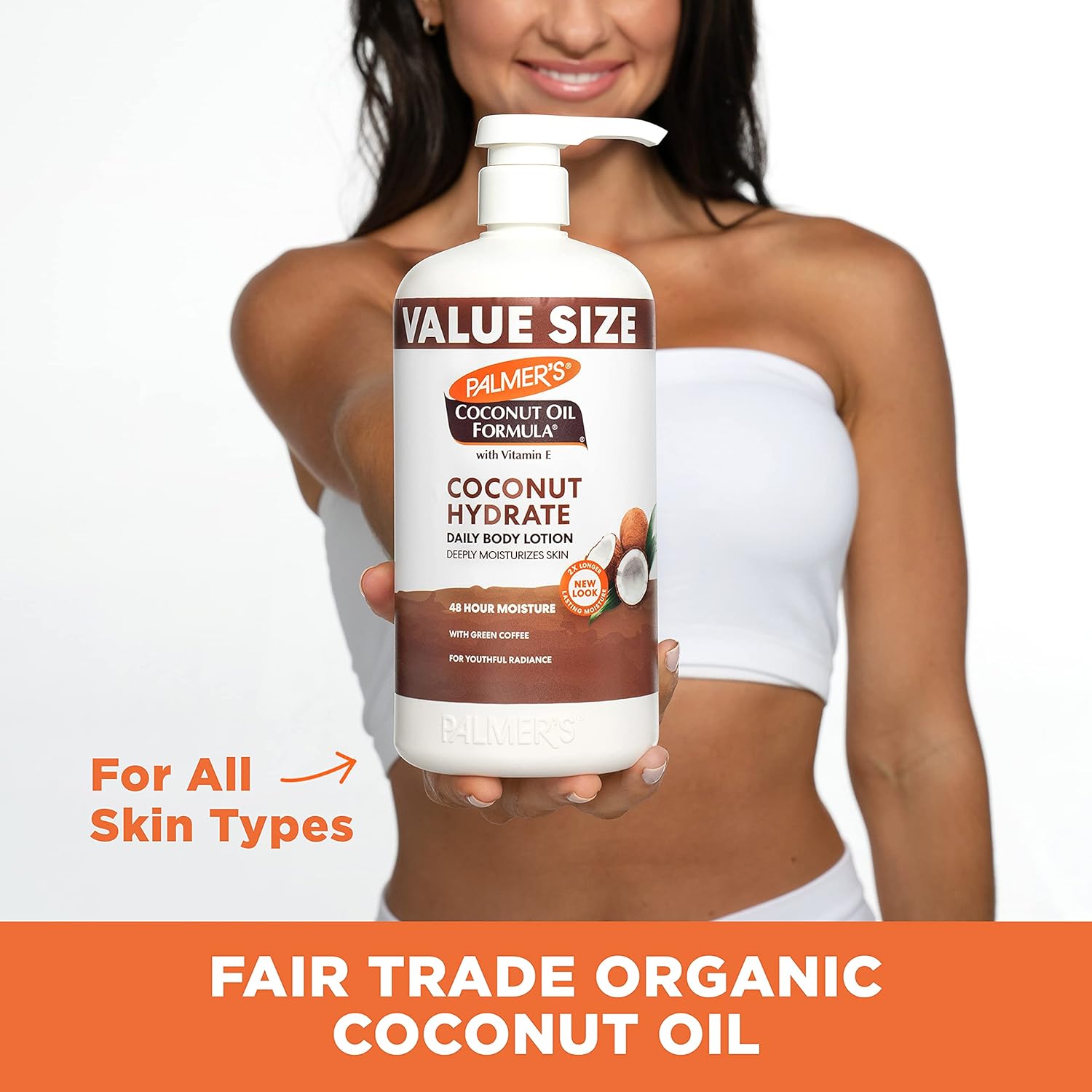 Palmer's Coconut Oil Formula Body Lotion for Dry Skin, Hand & Body Moisturizer with Green Coffee Extract & Vitamin E, Value Size Pump Bottle, 33.8 Fl Oz (Pack of 1) - Image 6