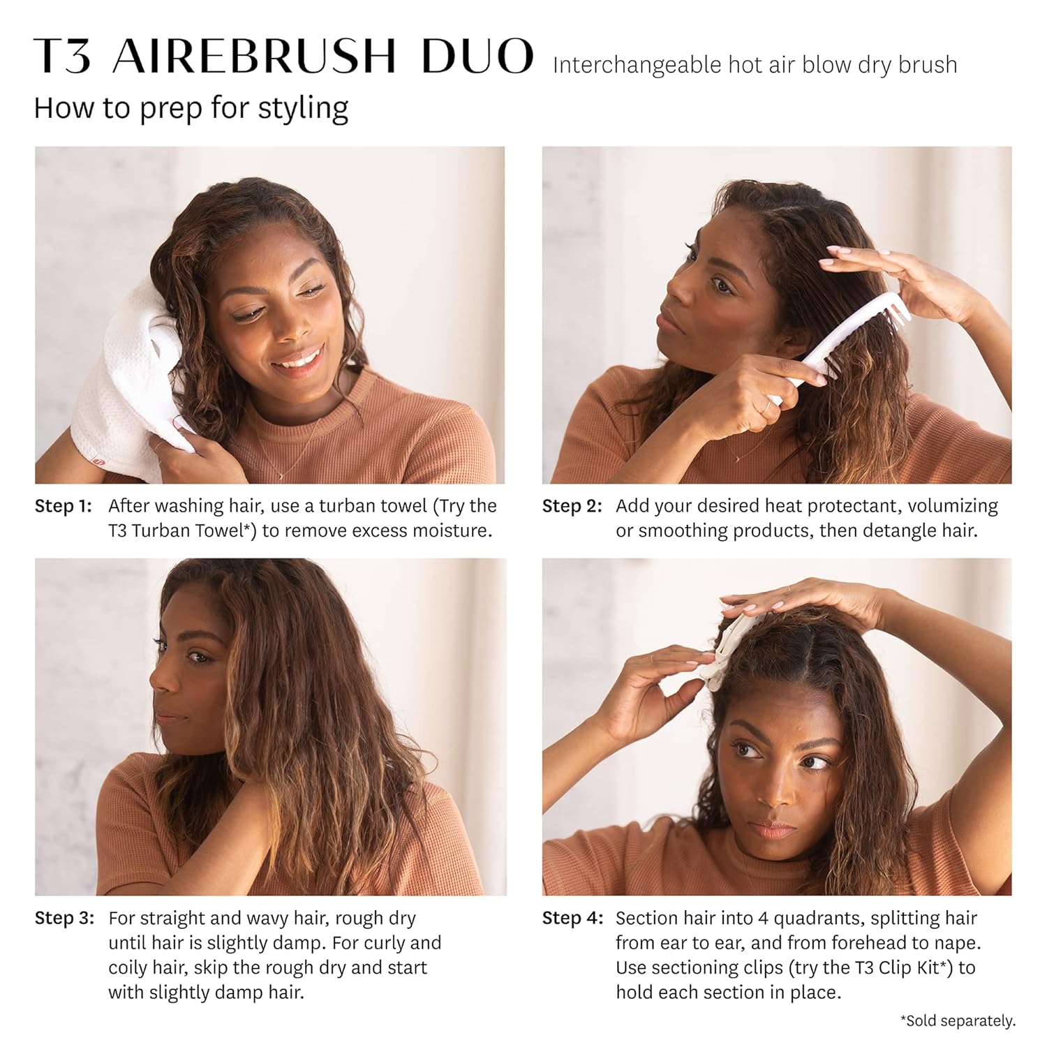 T3 AireBrush Duo Interchangeable Hot Air Blow Dry Brush with Two Attachments � Includes 15 Heat and Speed Combinations, T3 IonFlow Technology, Volume Booster Switch, Lock-in Cool Shot - Image 7