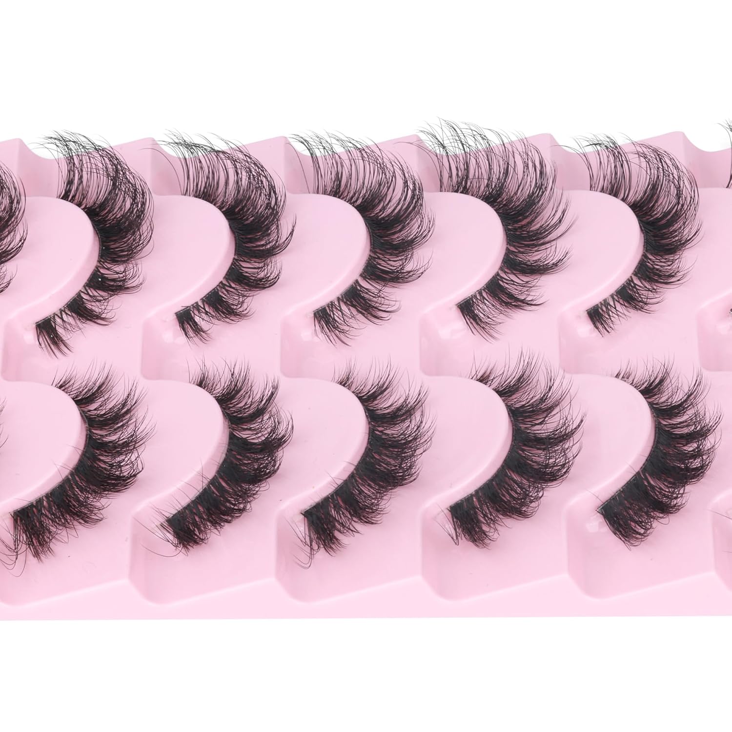 EYDEVRO False Eyelashes Wispy Lashes D Curl Cat Eye Lashes Clear Band Manga Lashes Natural Look Fox Eye Fake Lashes Fluffy Faux Mink Strip Lashes 7 Pairs Pack - Image 7