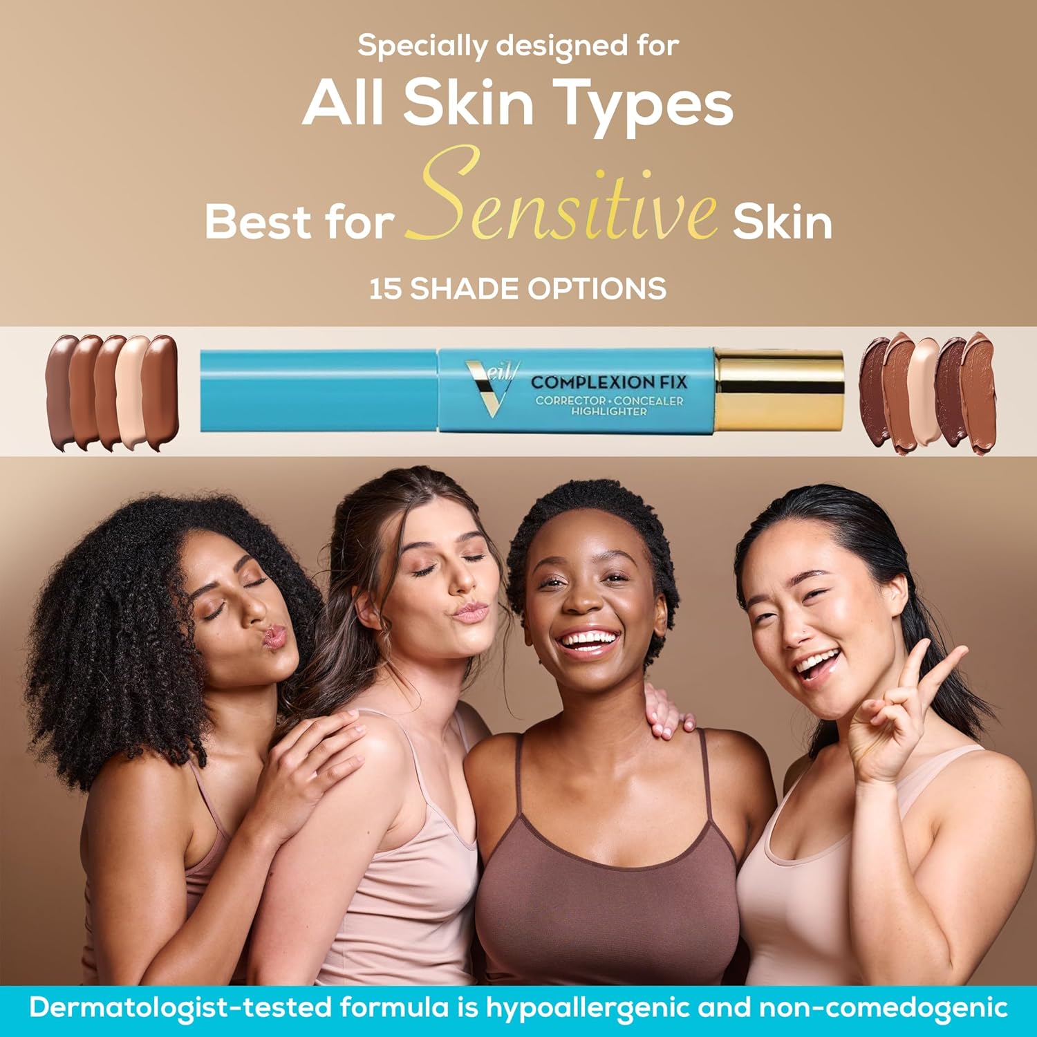 Veil Cosmetics - Complexion Fix Concealer - Liquid Concealer for Under Eye + Dark Circles - Highlight, Contour, Correct - Anti-Aging - Vegan Makeup Pen - Hydrating Lightweight (4N Tan Neutral) - Image 5
