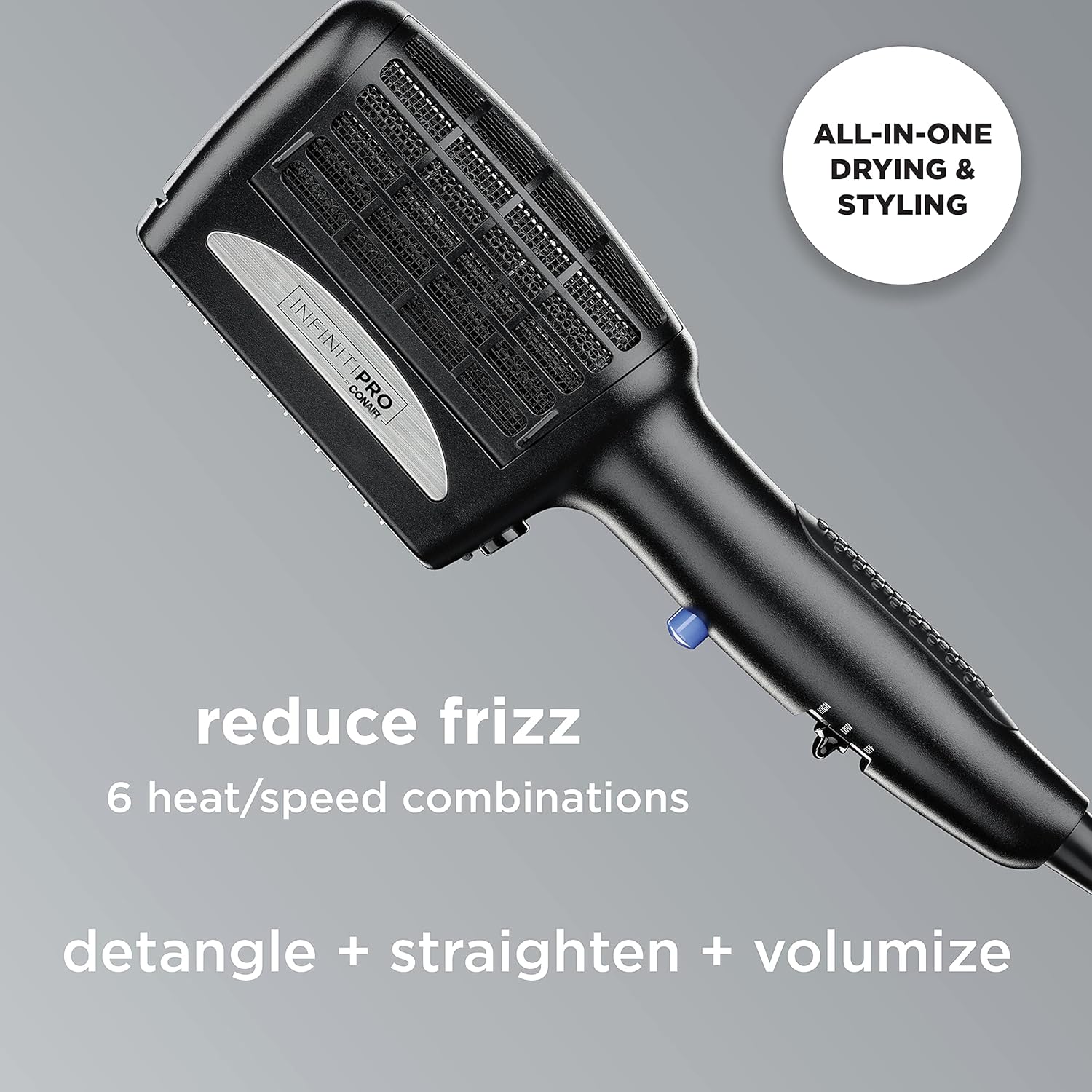 INFINITIPRO BY CONAIR 3-in-1 Styling Hair Dryer, 1875W Hair Dryer with Ceramic Technology and 3 Attachments - Image 2