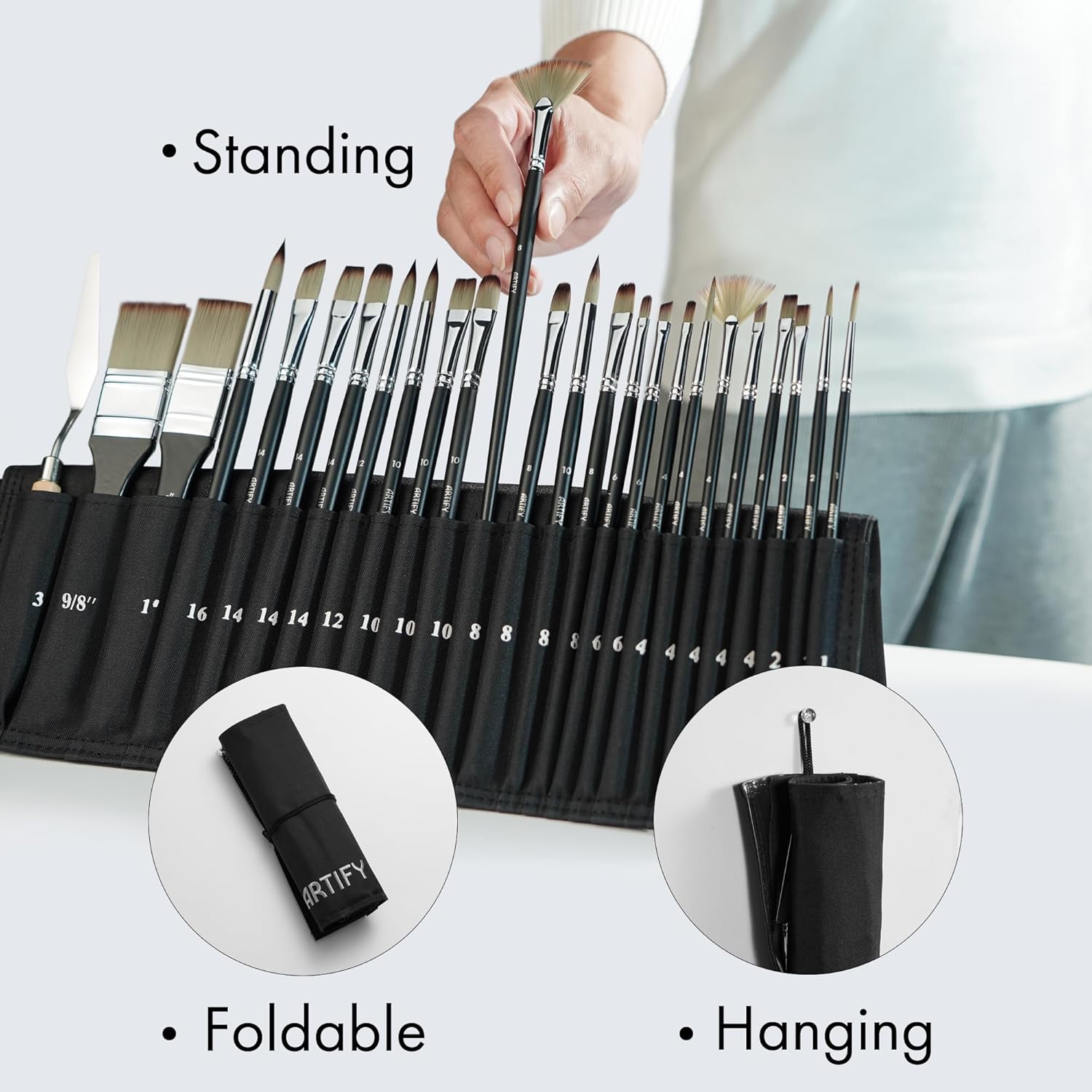 ARTIFY 24 Pieces Paint Brush Set, Expert Series, Enhanced Synthetic Art Supplies with Brush Holder and Palette Knife for Acrylic, Oil, Watercolor and Gouache Painting - Image 6