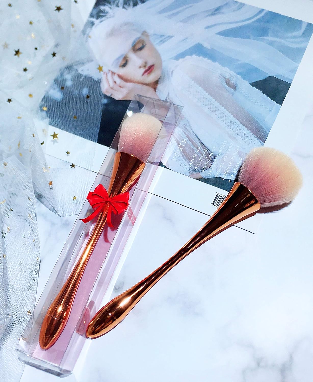 Super Large Mineral Powder Brush, Nail Brushes Kabuki Makeup Brushes Soft Fluffy Foundation Brush Blush Brush,Professional Powder Brushfor Daily Makeup(Rose Gold color) … - Image 4