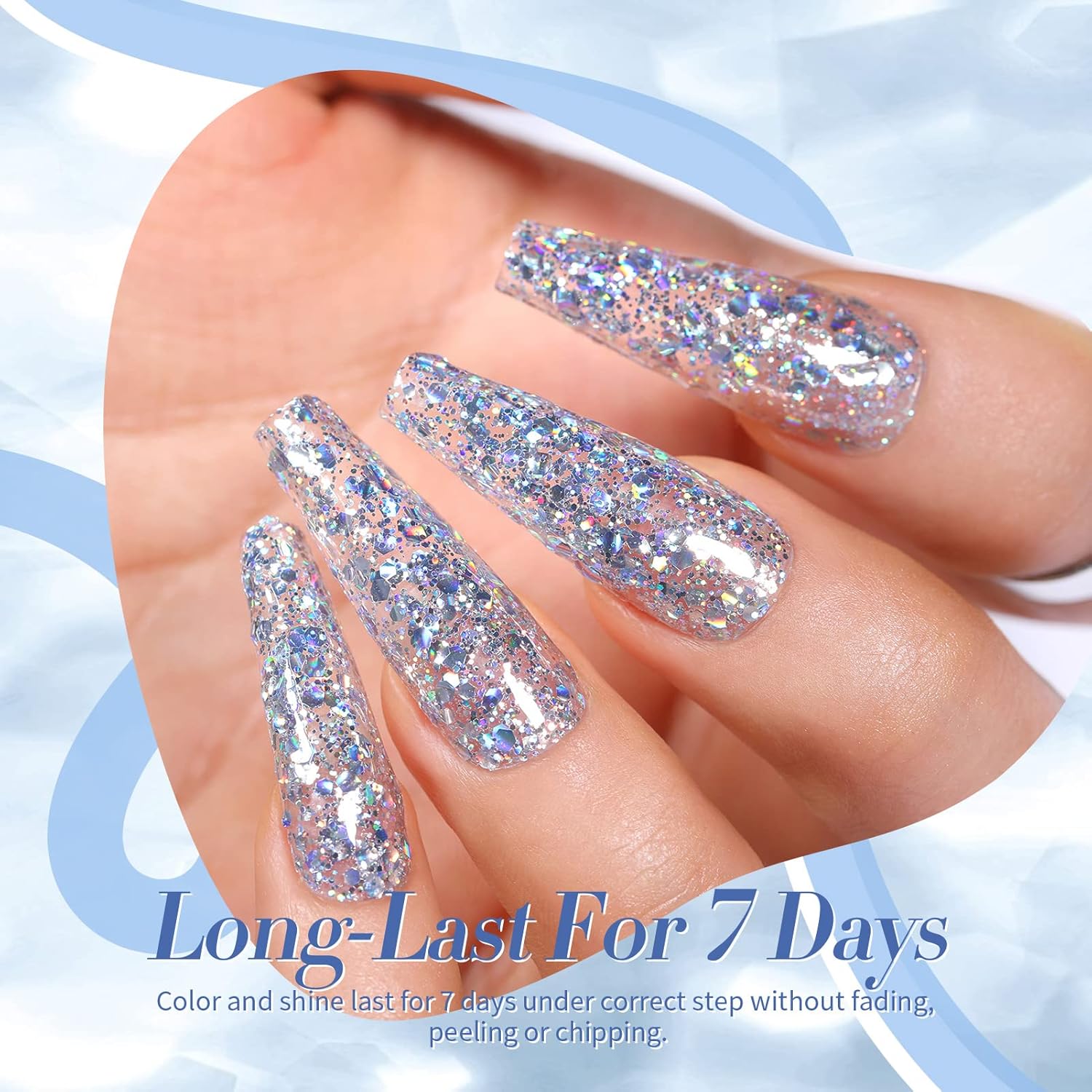 Born Pretty Holographic Nail Polish Silver Glitter Sequins Nail Polish 10ML - Image 3