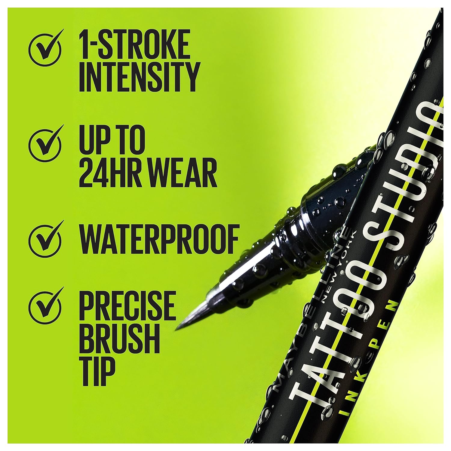 Maybelline Tattoo Studio Ink Pen Eyeliner, Waterproof & Smudge Resistant Liner, Up to 24 Hours Eye Makeup Wear, Jet Black, 1 Count - Image 3