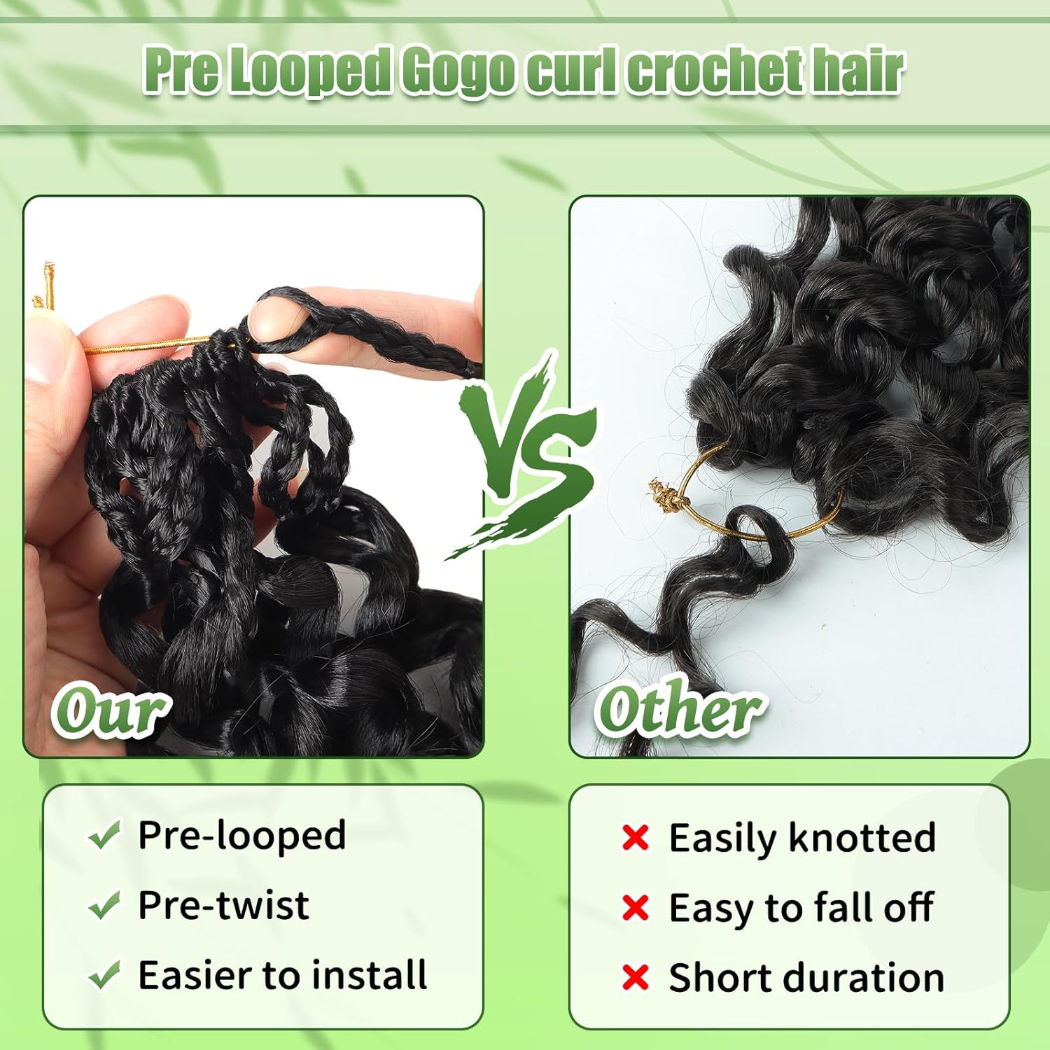Gogo Curl Crochet Hair 8 Packs Ocean Wave Crochet Hair Pre Looped Deep Twist Goddess Box Braids Curly Water Wave Synthetic Braiding Hair For Black Women (#1B, 10 Inch (Pack of 8)) - Image 3