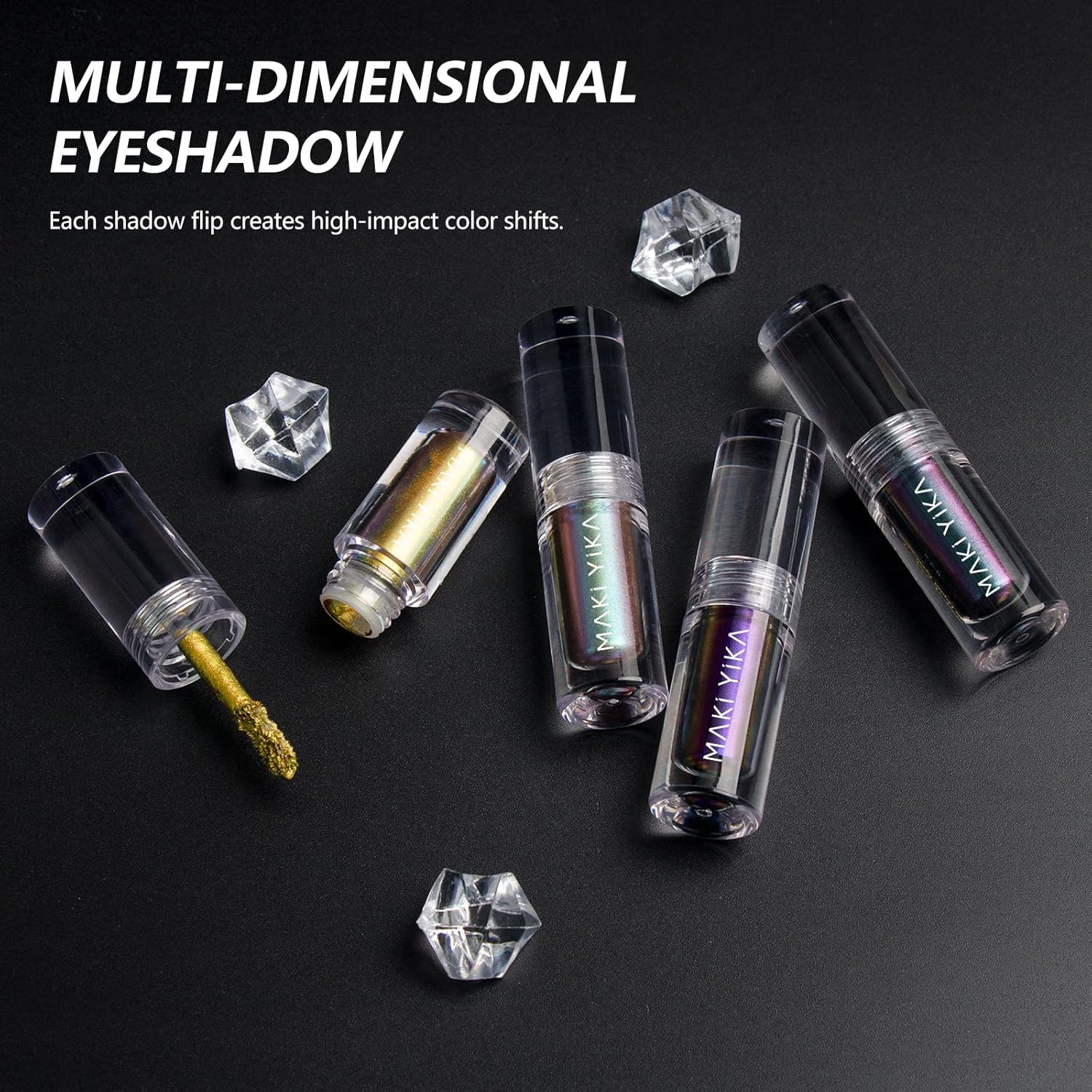 MAKI YIKA Glitter Liquid Eyeshadow Chameleon Metallic Eyeshadow MultiColor Shifting Long Lasting Multichrome Holographic Eye Topper Glitters (#6 Aurora) - Image 7